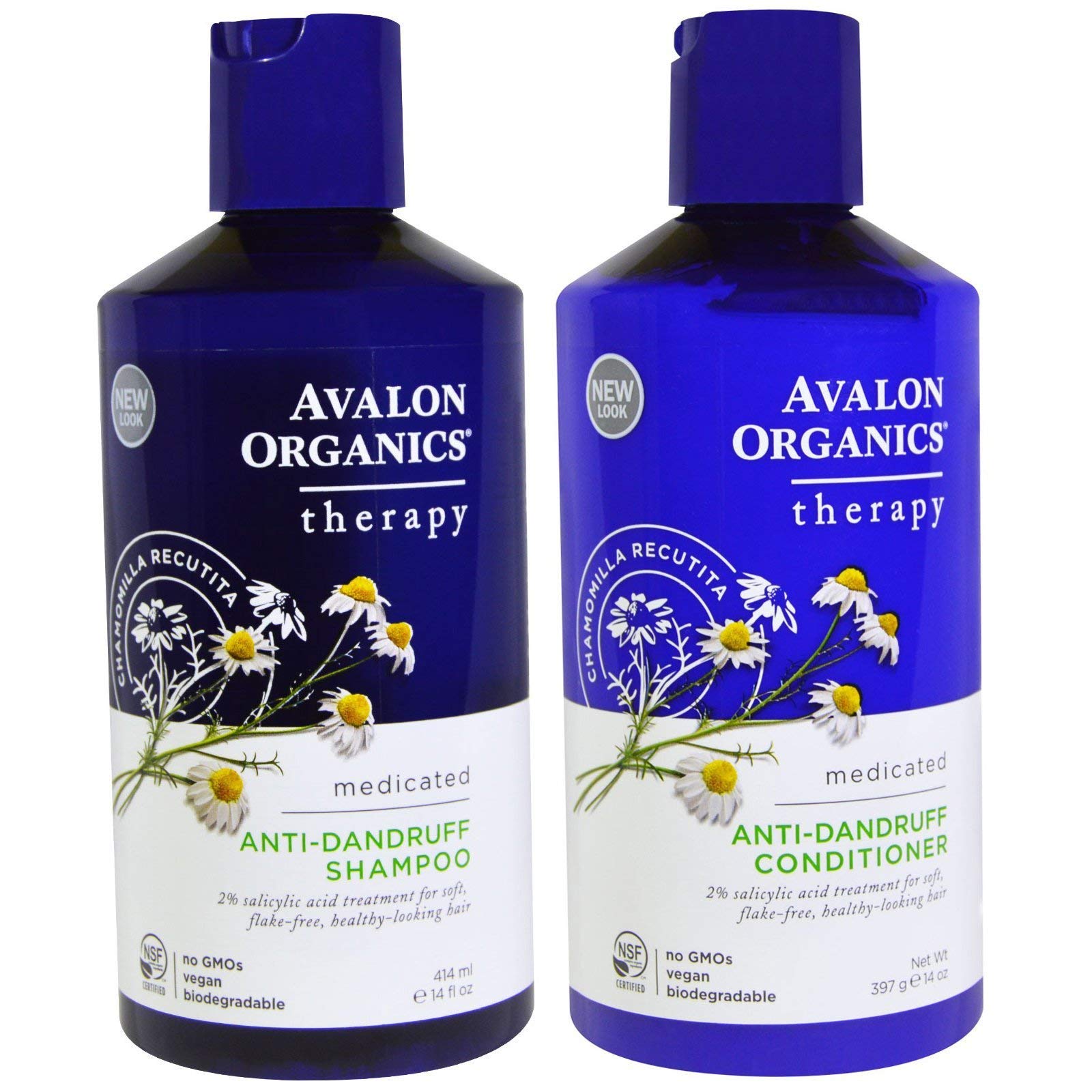 Avalon Organics Anti-Dandruff Shampoo and Anti-Dandruff Conditioner Bundle With 2% Salicylic Acid, Aloe Vera, Tea Tree, Chamomil
