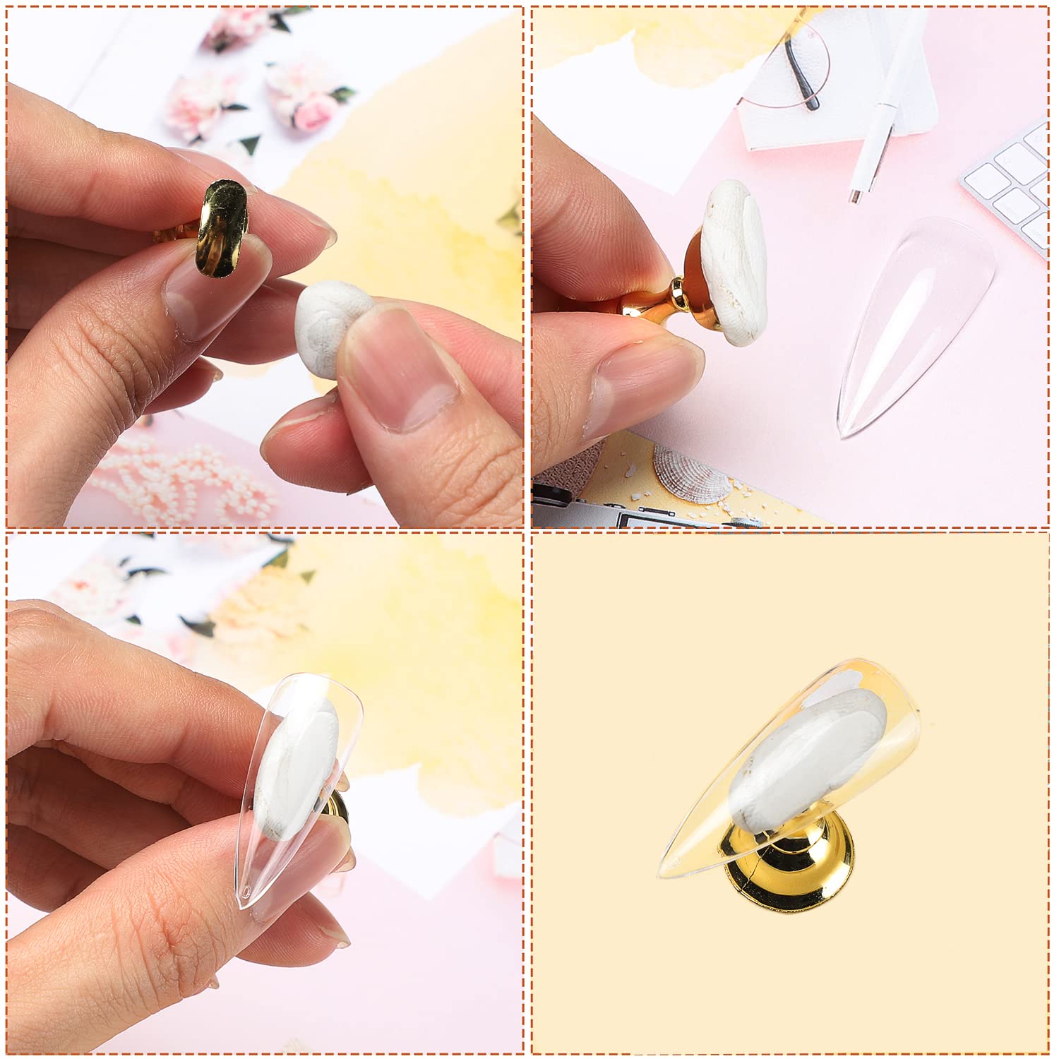 Etercycle Acrylic Nail Display Stand Diy Nail Crystal Holder Magnetic Practice Stands With Reusable Adhesive Putty Clay For Fals