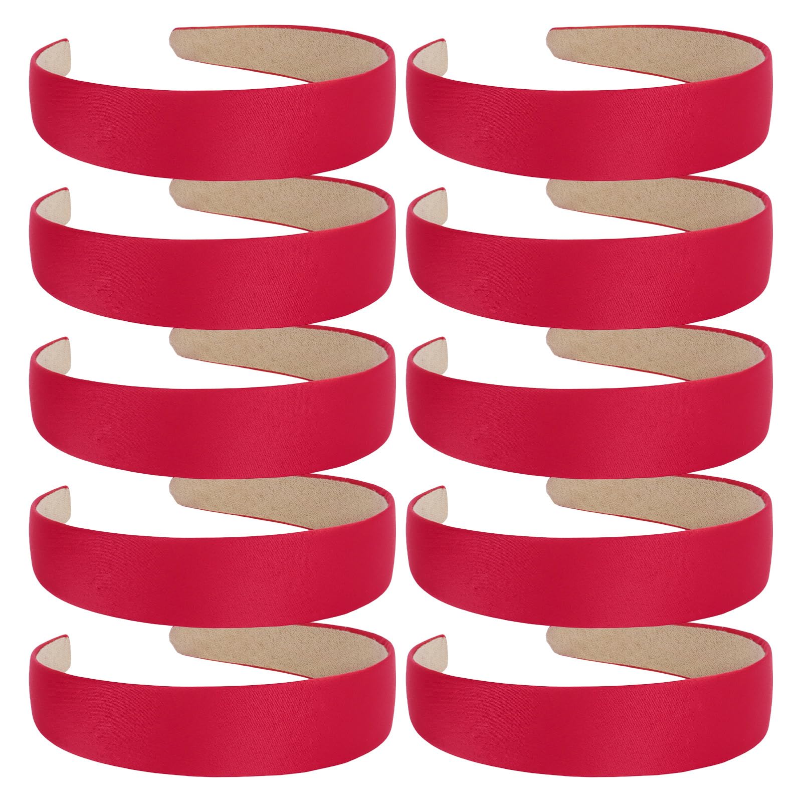 Wecoe 10pcs Red Headbands Wide Satin Headbands Women Non Slip Fashion Plain Head Bands Solid Hair Bands DIY Christmas Hair Acces