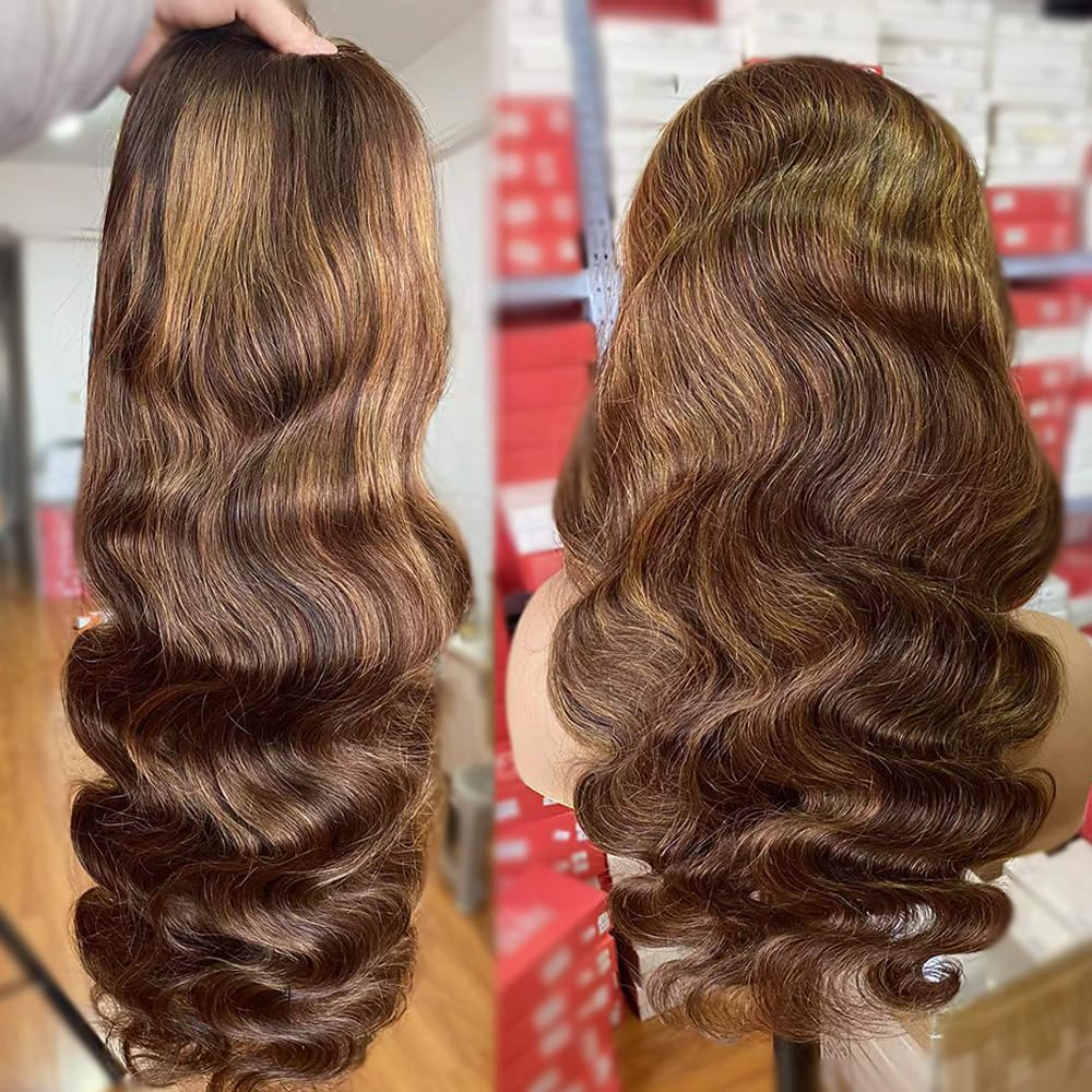 13X6 Hd Highlight Ombre Lace Front Wigs Human Hair 180 Density Honey Blonde Glueless Body Wave Lace Front Wigs Pre Plucked With
