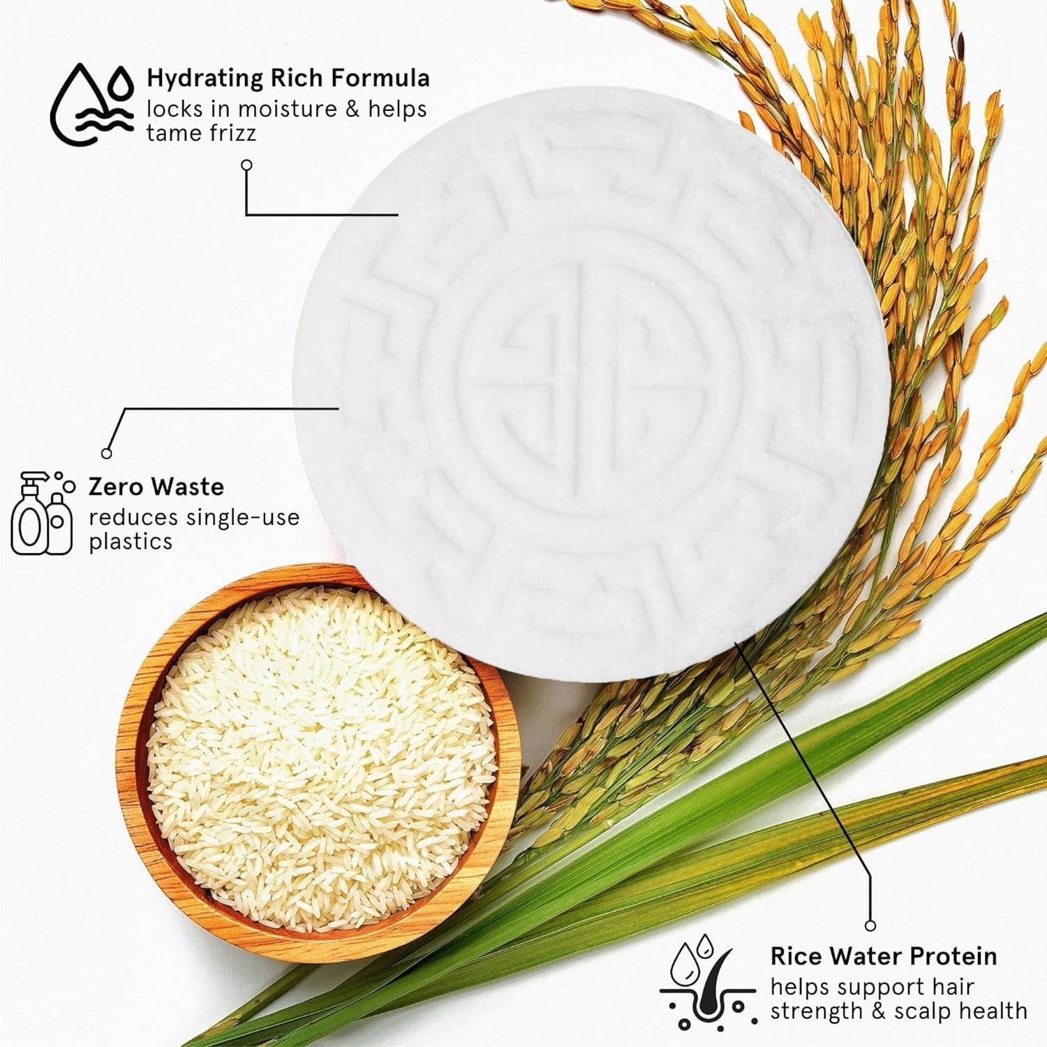 Leafinty Rice Water Shampoo Bar - 2 In 1 Fermented Rice Water Solid Shampoo And Conditioner For Hair Growth And Moisturizing - V