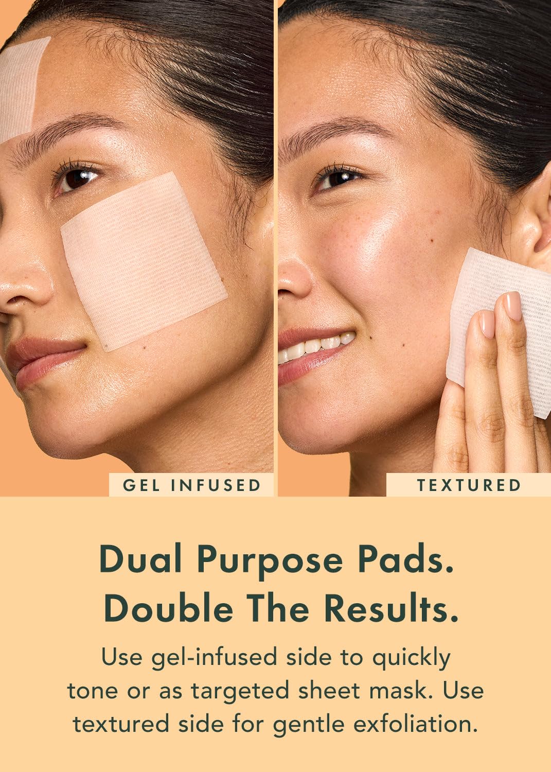 Rael Toner Pads - Cotton Pads For Face, Korean Skin Care, Dual Textured Facial Pad With Carotene, Niacinamide, Hyaluronic Acid,