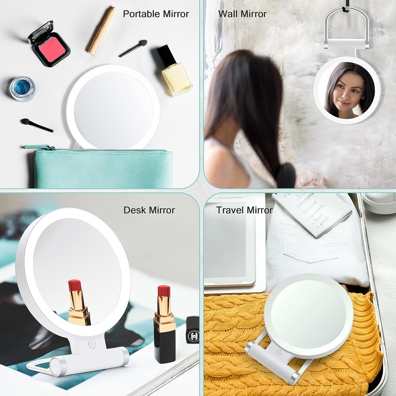 B Beauty Planet Magnifying Mirror with Light 20X/1X,Double Sided Tabletop Mirror with Adjustable Folding Handle,Cosmetic Mirror