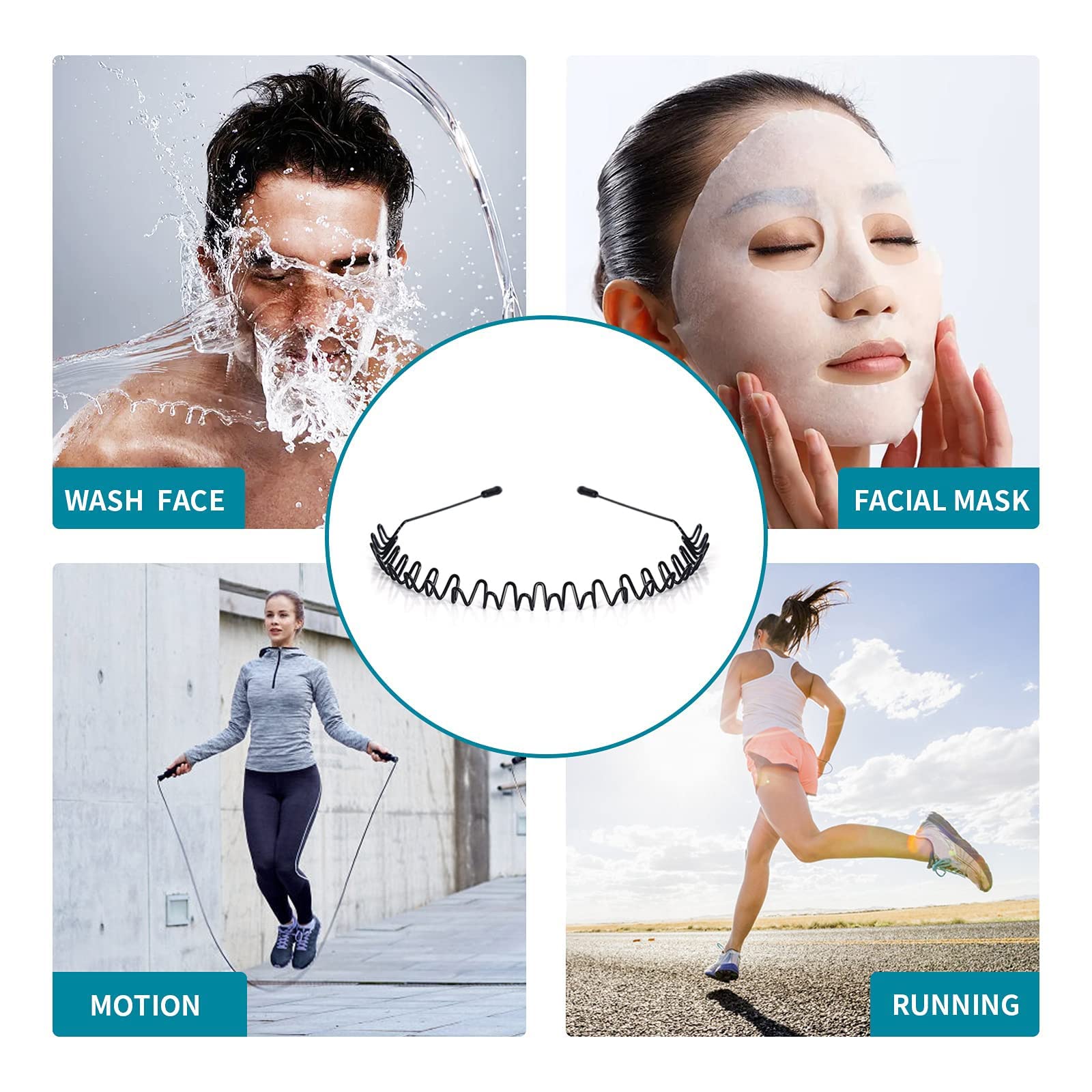 Kelubatu Women'S Metal Hair Bands Men'S Headbands Elastic Zigzag Headbands Outdoor Sports Headbands Fashion Simple Anti-Slip Hai