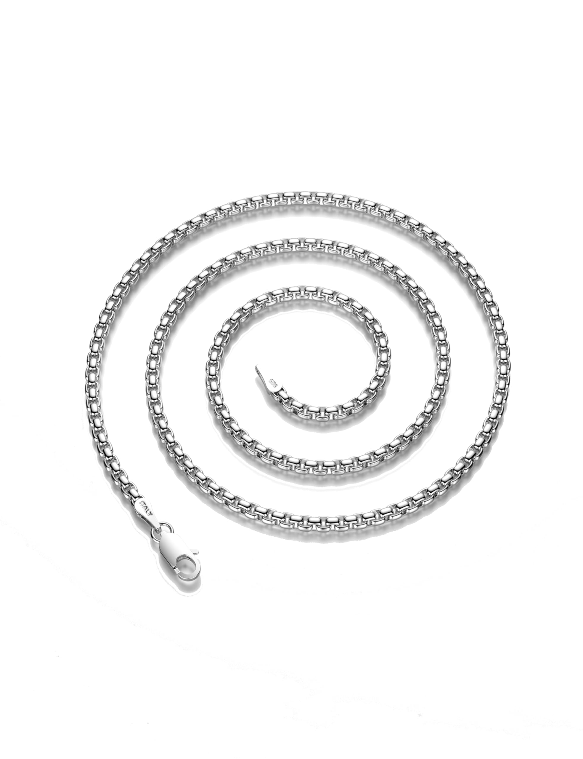 Waitsoul 925 Sterling Silver Box Chain Lobster Clasp 4mm Silver Chain for Women Men Silver Necklace Chain 16-30 Inches (18)
