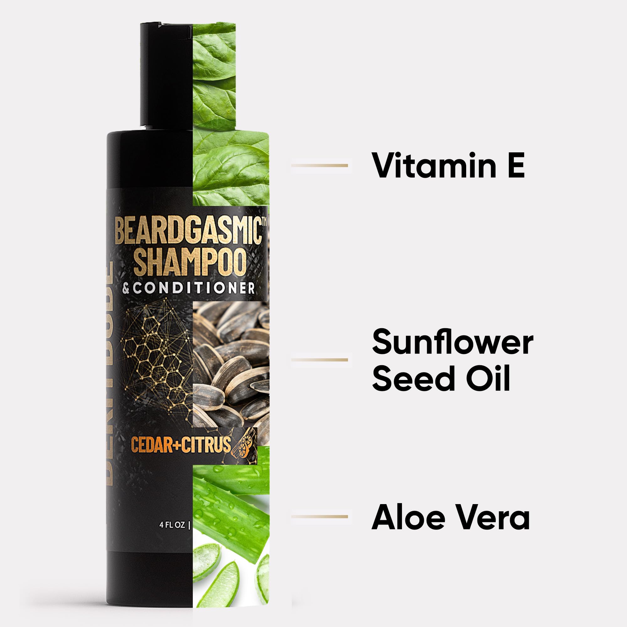 Beardgasmic 2-In-1 Beard Shampoo And Conditioner, With Sunflower Oil & Sweet Orange For Beard Growth, Cleanliness & Hydration, S