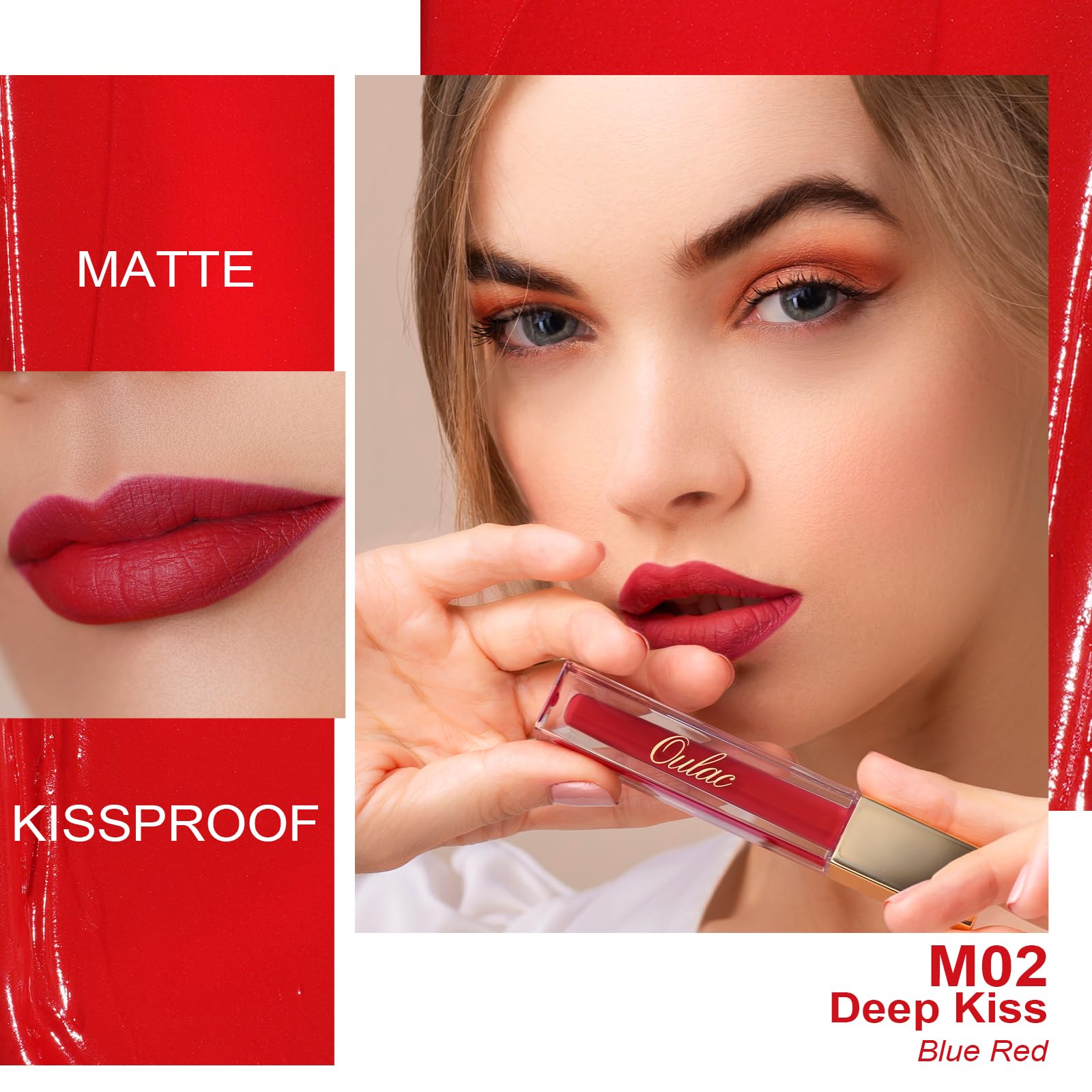 Oulac Red Matte Lipstick For Women, Classic Red Lip Stain Long Lasting Waterproof, No Transfer, Creamy High Pigmented Formula Wi