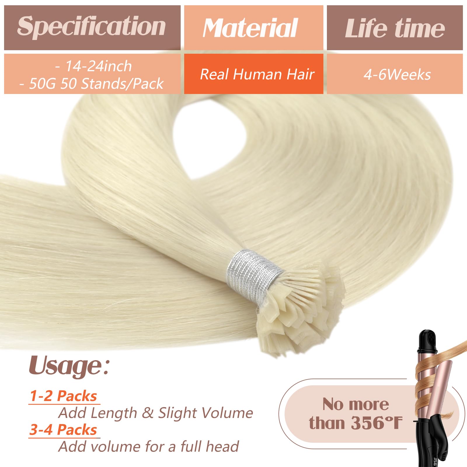 Sunny Platinum Blonde Ktip Hair Extensions 24Inch Keratin Tip Hair Extensions Human Hair Blonde Ktip Human Hair Extensions Strai