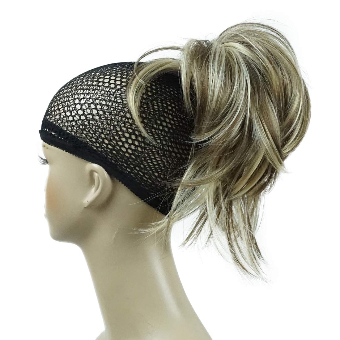 Lydell Adjustable Messy Style Ponytail Hair Extension Synthetic Hairpiece with Jaw Claw Amazing Shape For You AB461 Brown Highli