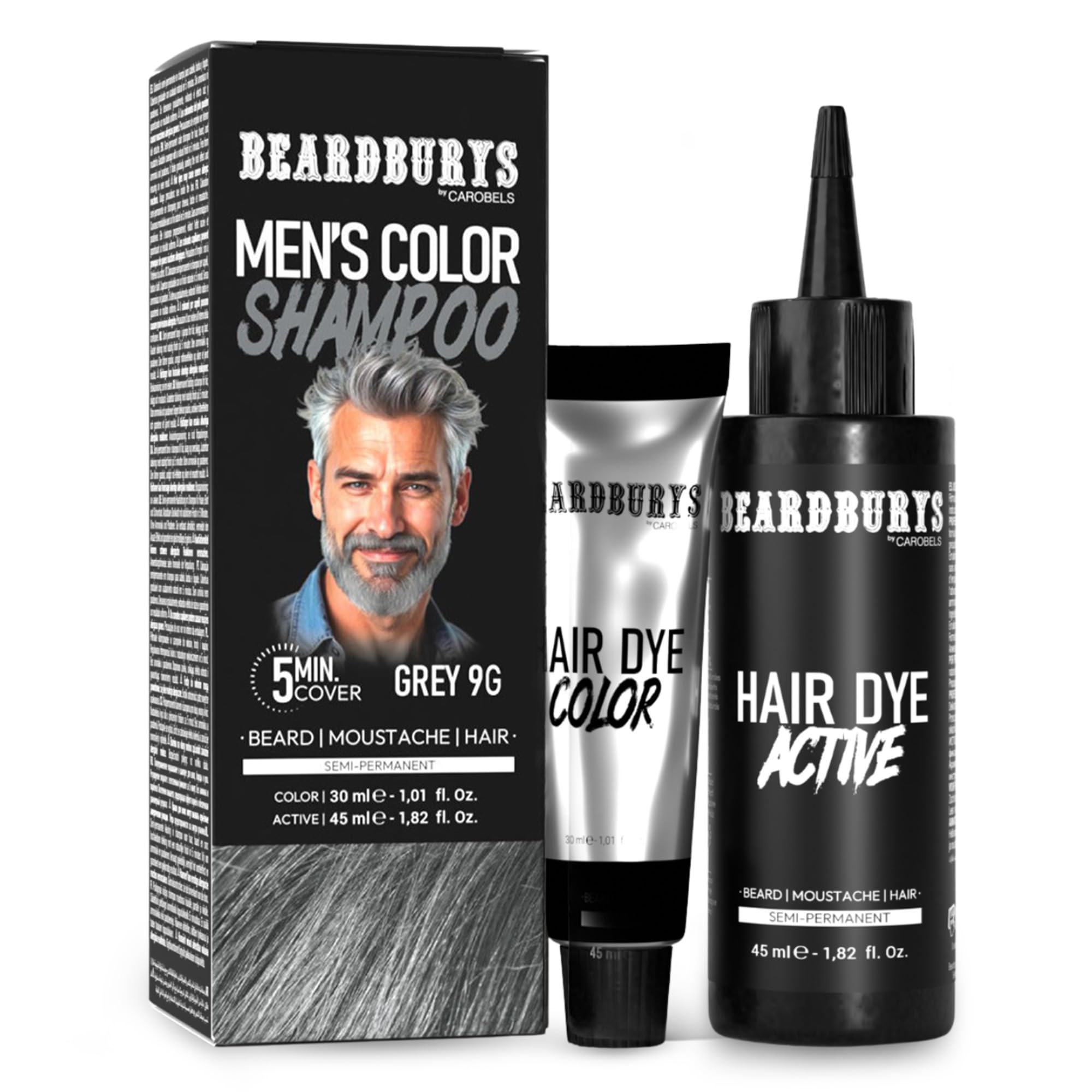 Beardburys Colour Shampoo 9G Grey Beard Dye Ammonia Free 2.54 fl oz