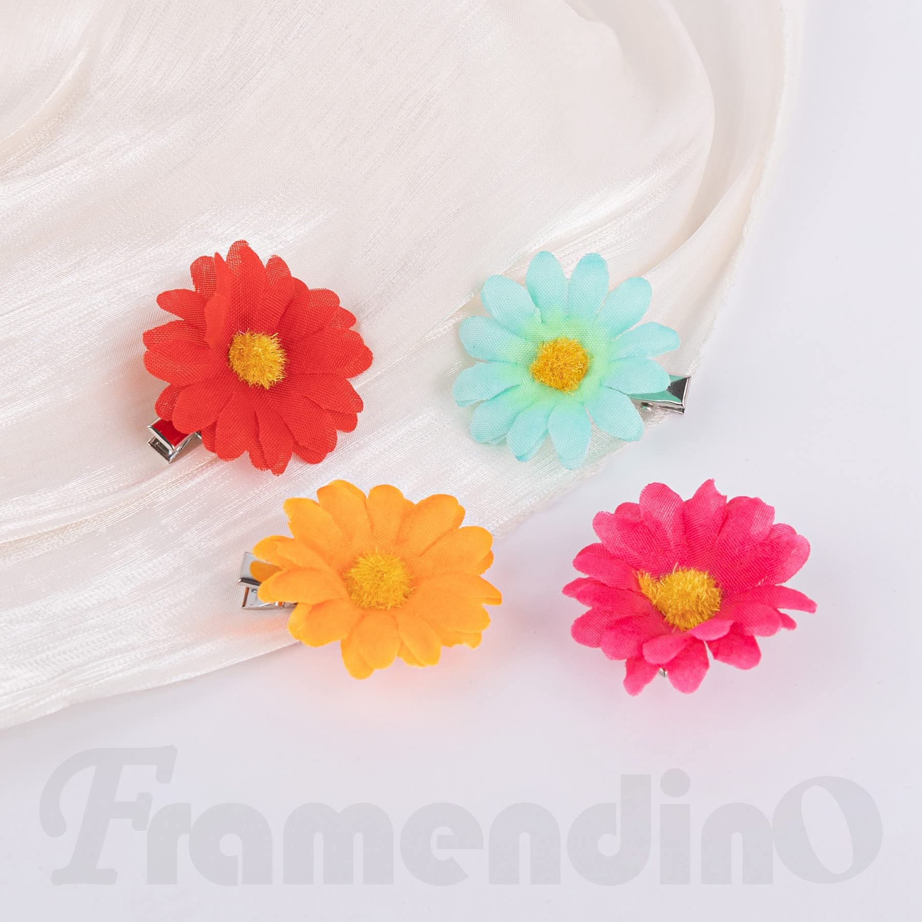 Framendino, 12 Pack 12 Colors Hair Clip Daisy Hair Clips Sun Flower Hairpins Mini Sunflower Hair Pins for Women
