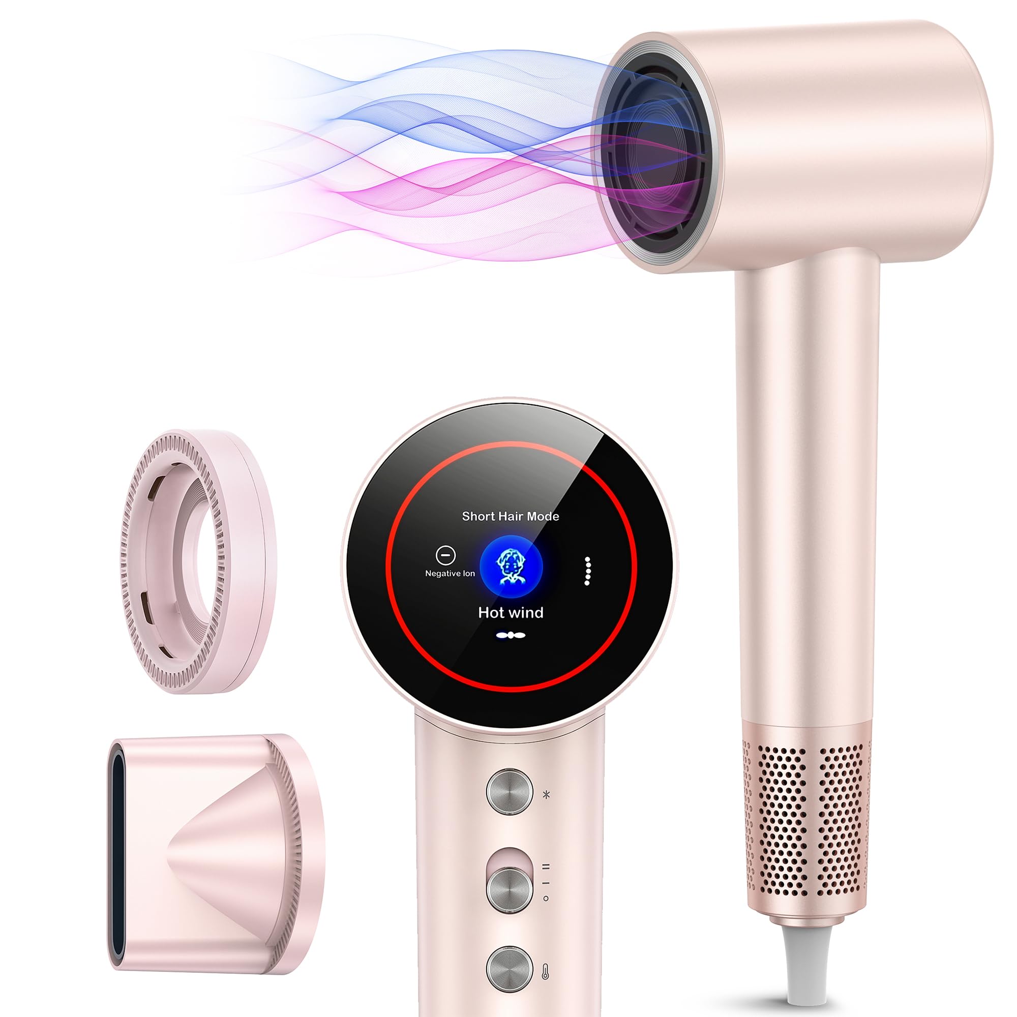 Hair Dryer - Negative Ionic Blow Dryer With 110000 Rpm High Speed Brushless Motor For Fast Drying, Hd Display Hairdryer With Mag