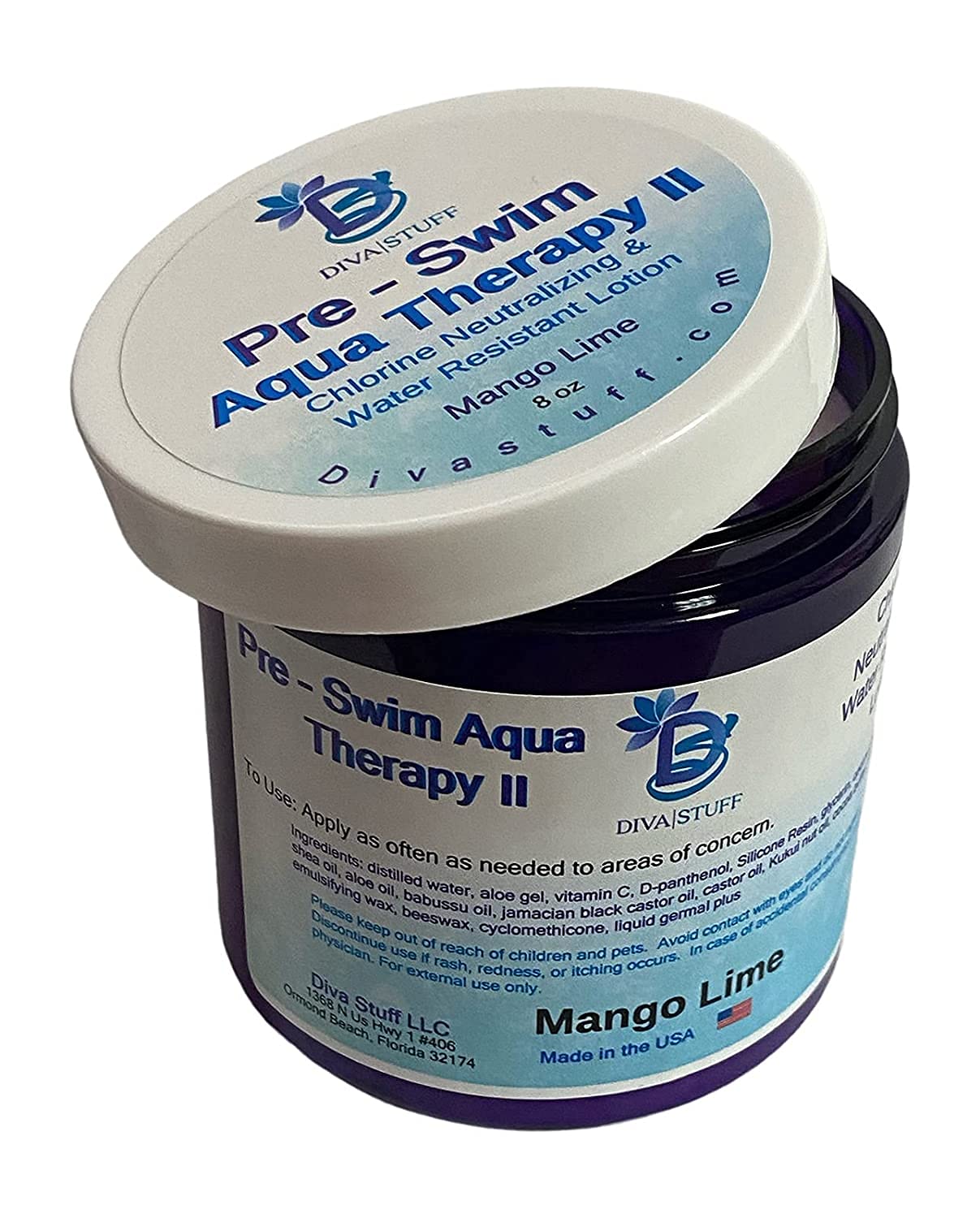 Diva Stuff Pre-Swim Aqua Therapy Chlorine Neutralizing Body Lotion, Protects Skin From Chlorine And Salt Water (Mango Lime Water