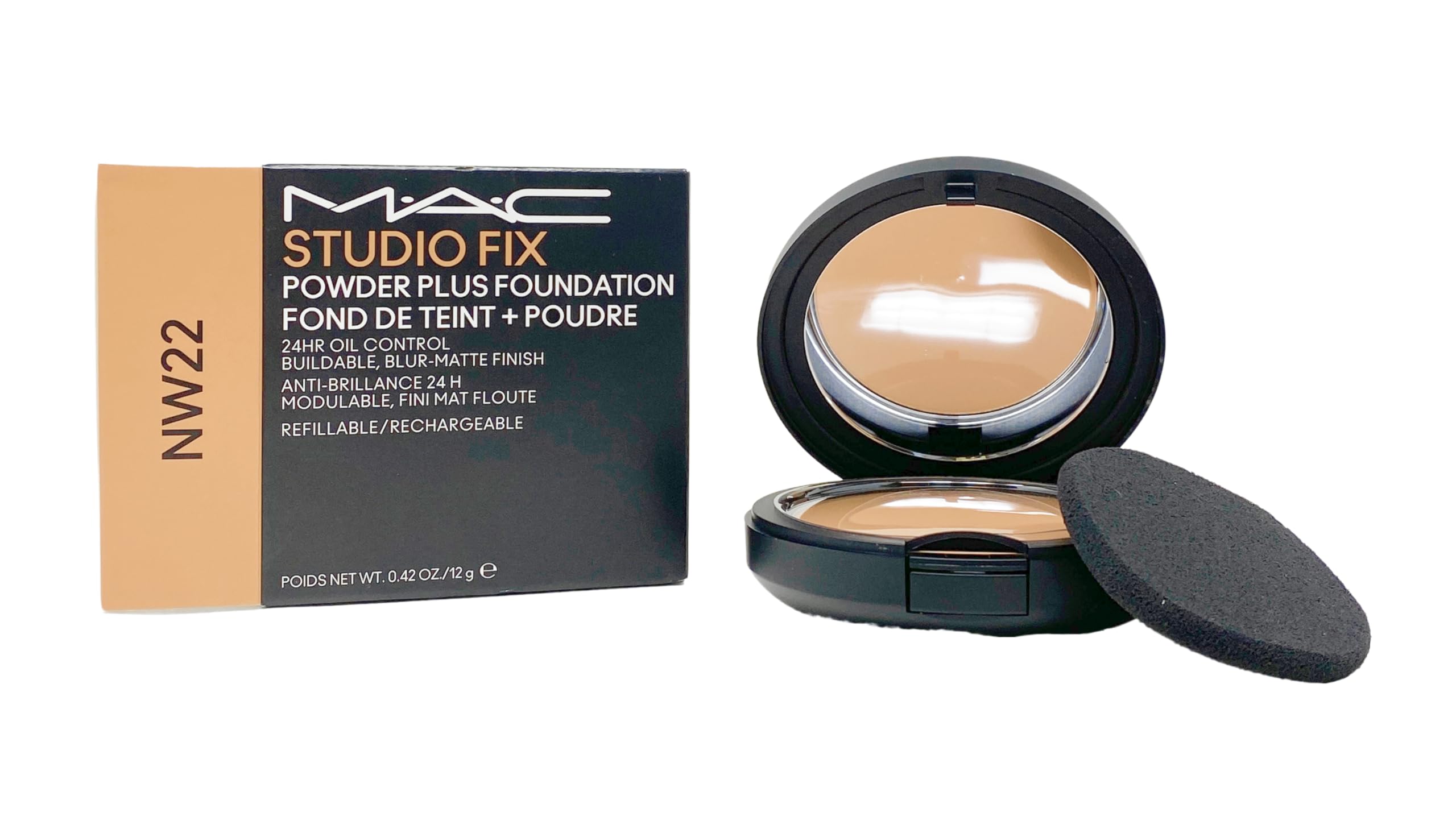 M.A.C Studio Fix Powder Plus Foundation 24 hr Oil Control Refillable - NW22 (Warm beige with rosy undertone for light to medium 