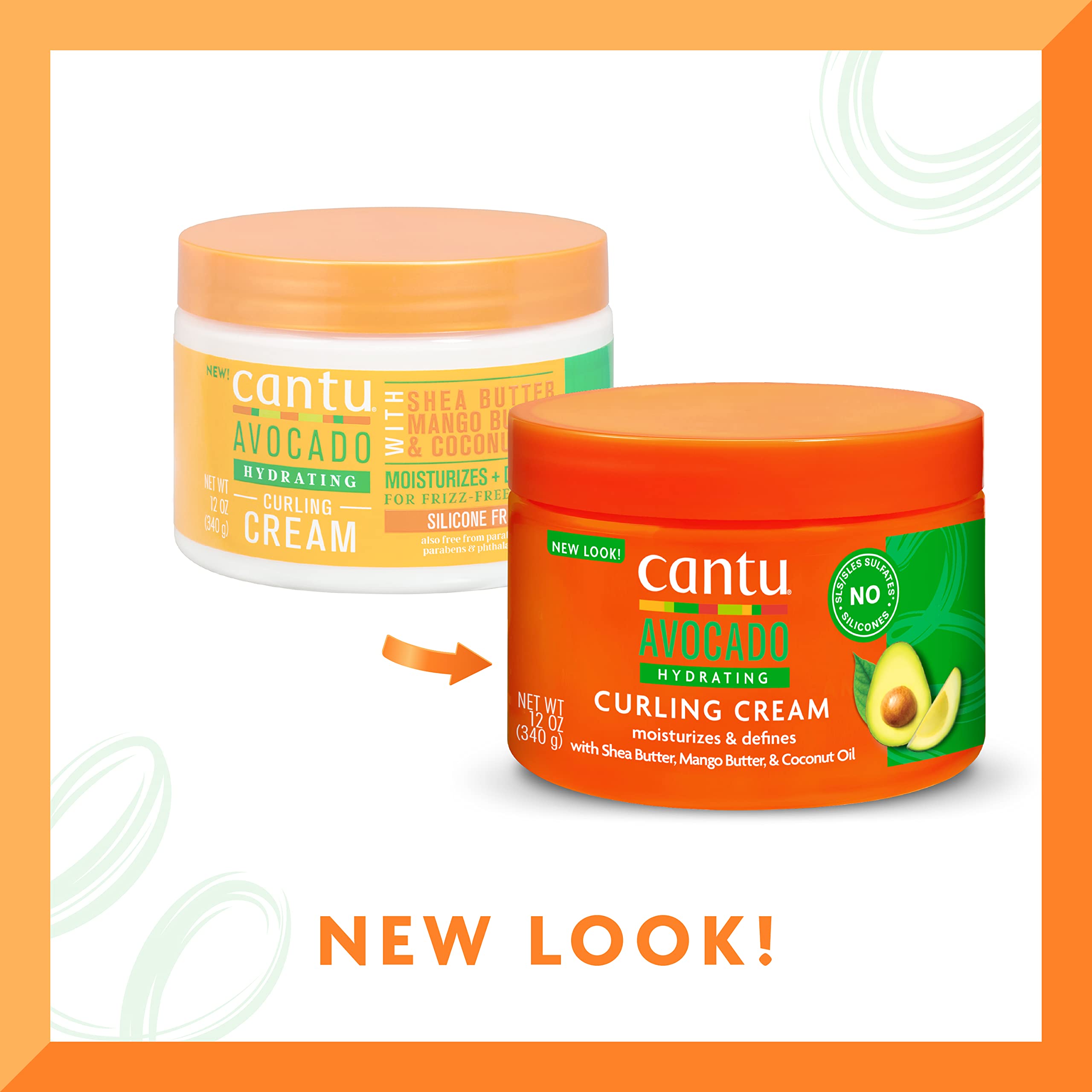 Cantu Avocado Curling Cream With Shea Butter, Mango Butter, & Coconut Oil, 12 Ounce
