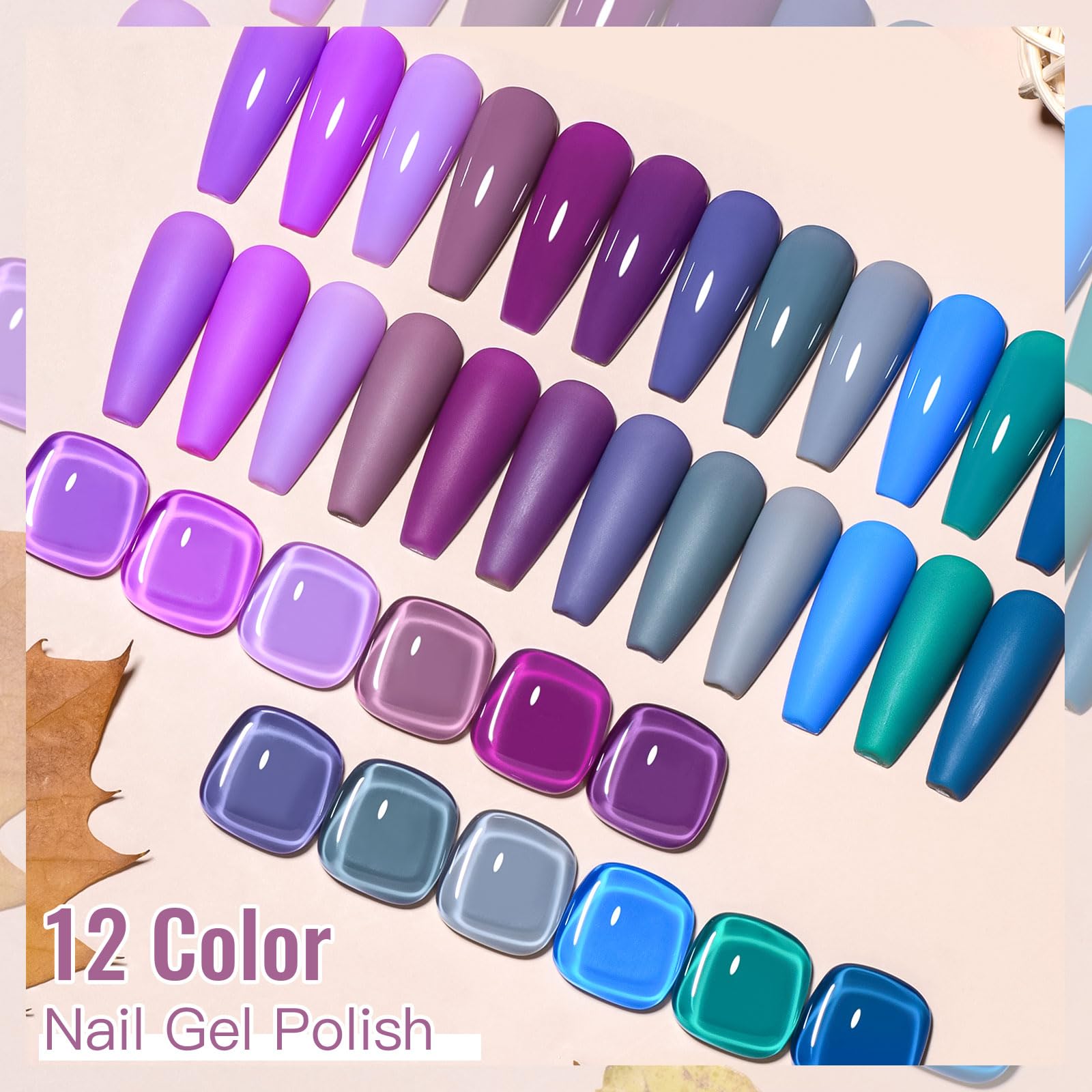 Meet Across Gel Nail Polish 12Pcs Blue Purple Gel Polish Set Soak Off Uv Led Nail Art Manicure Diy Home Salon Gift For Women