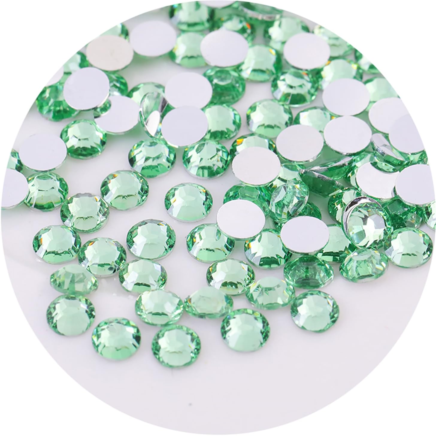 2250 Pcs SS16 4mm Flatback Rhinestones for Nails Art Crafts Glitter Round Gems Crystals DIY Clothes Shoes(Light Green)