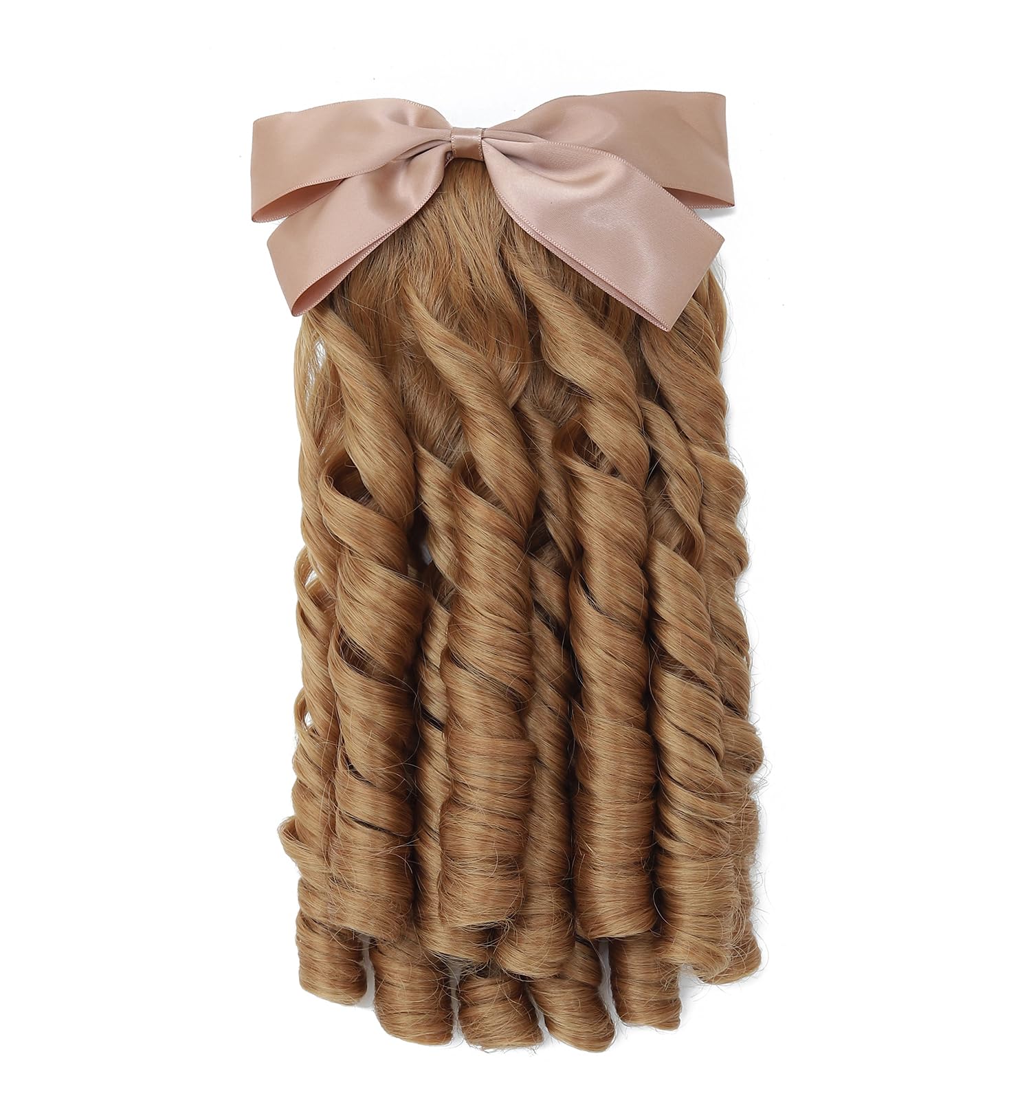 Kavsni Regency Ringlet Ponytail Hairpiece with Bow Spiral Curl Synthetic Half Wig Historical Colonial Lady Costume Wig (Strawber