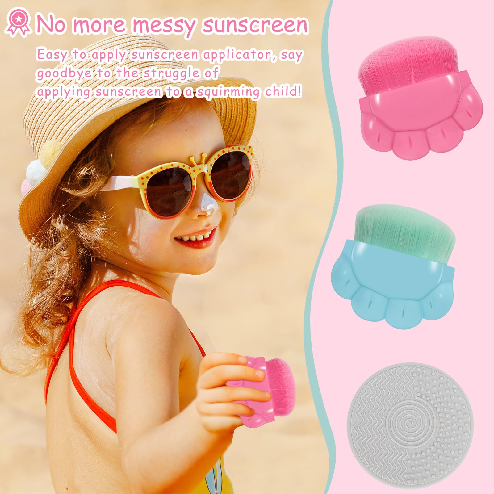 2 Pack Kids Sunscreen Applicator,Sunblock Buddy Brush With Protective Case,Sun Lotion Applicator Sun Cream Brush Set With Brush