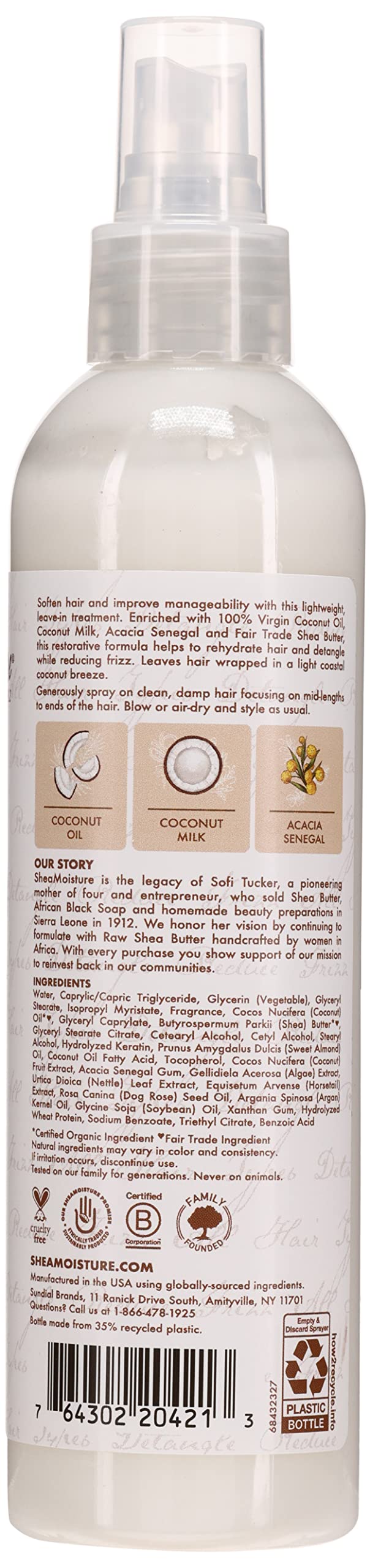 Shea Moisture 100% Virgin Coconut Oil Leave-In Treat 8 Ounce (237ml) (2 Pack)