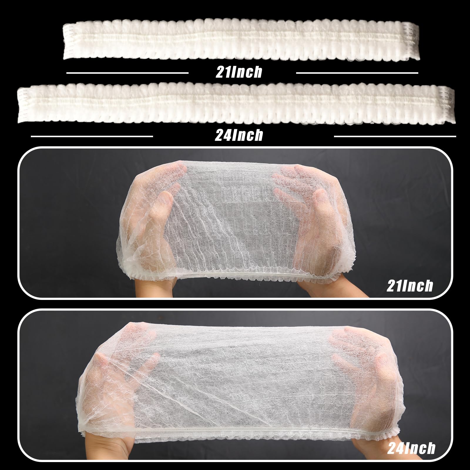 Smilco 100Pcs/Pack White Disposable Bouffant Caps,24Inches Hair Net, Elastic Dust Cap For Hair Nets Food Service, Non-Woven,Salo