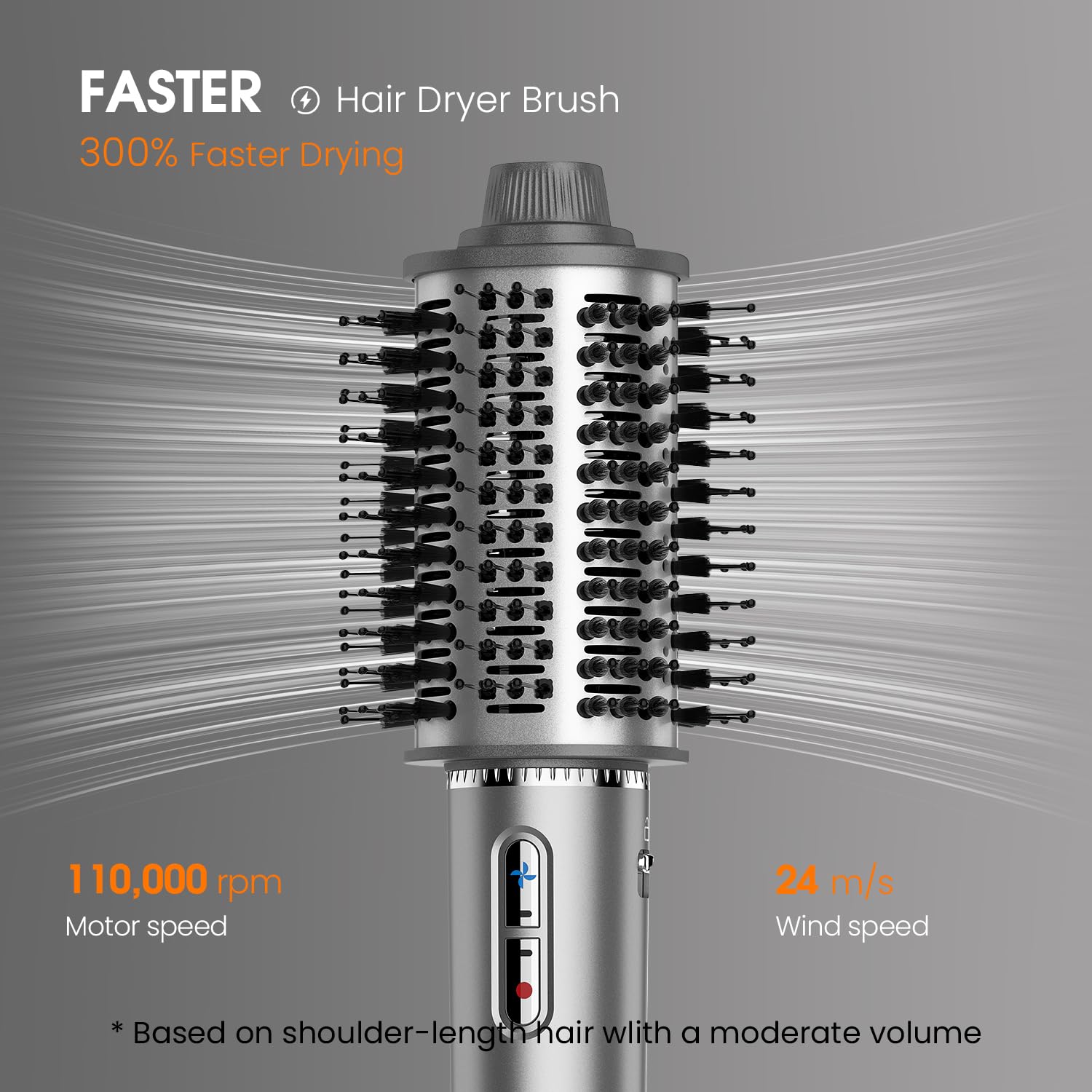FENTGO Volumizer Hair Dryer Brush with High-Speed 110,000PRM Tech Professional Blow Hot Air Brushes for Curling Volumizing Hair