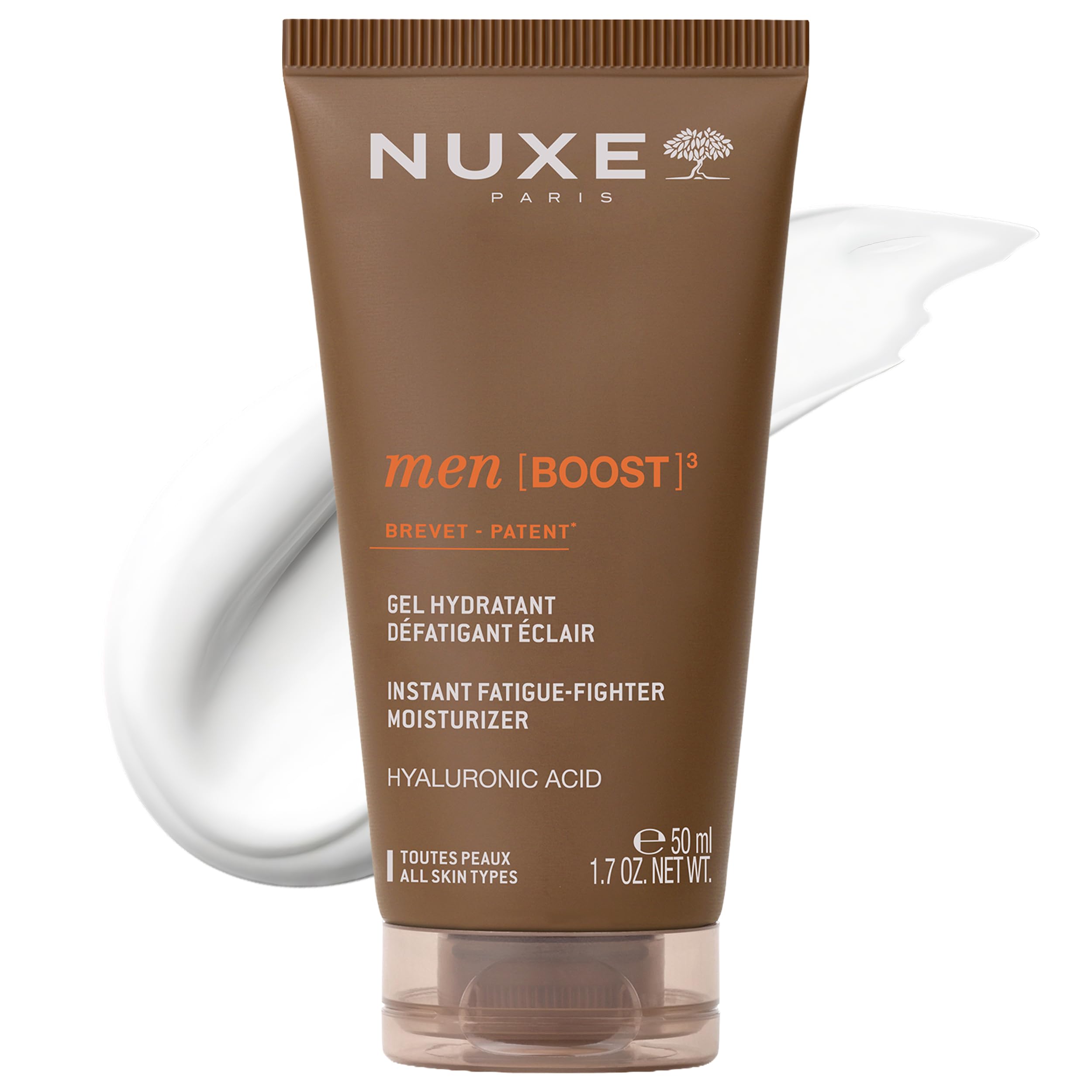 NUXE Men Face Moisturizer with Hyaluronic Acid & Niacinamide, Lightweight Anti Fatigue Hydrating Gel, Brightening & Fine Line Sm