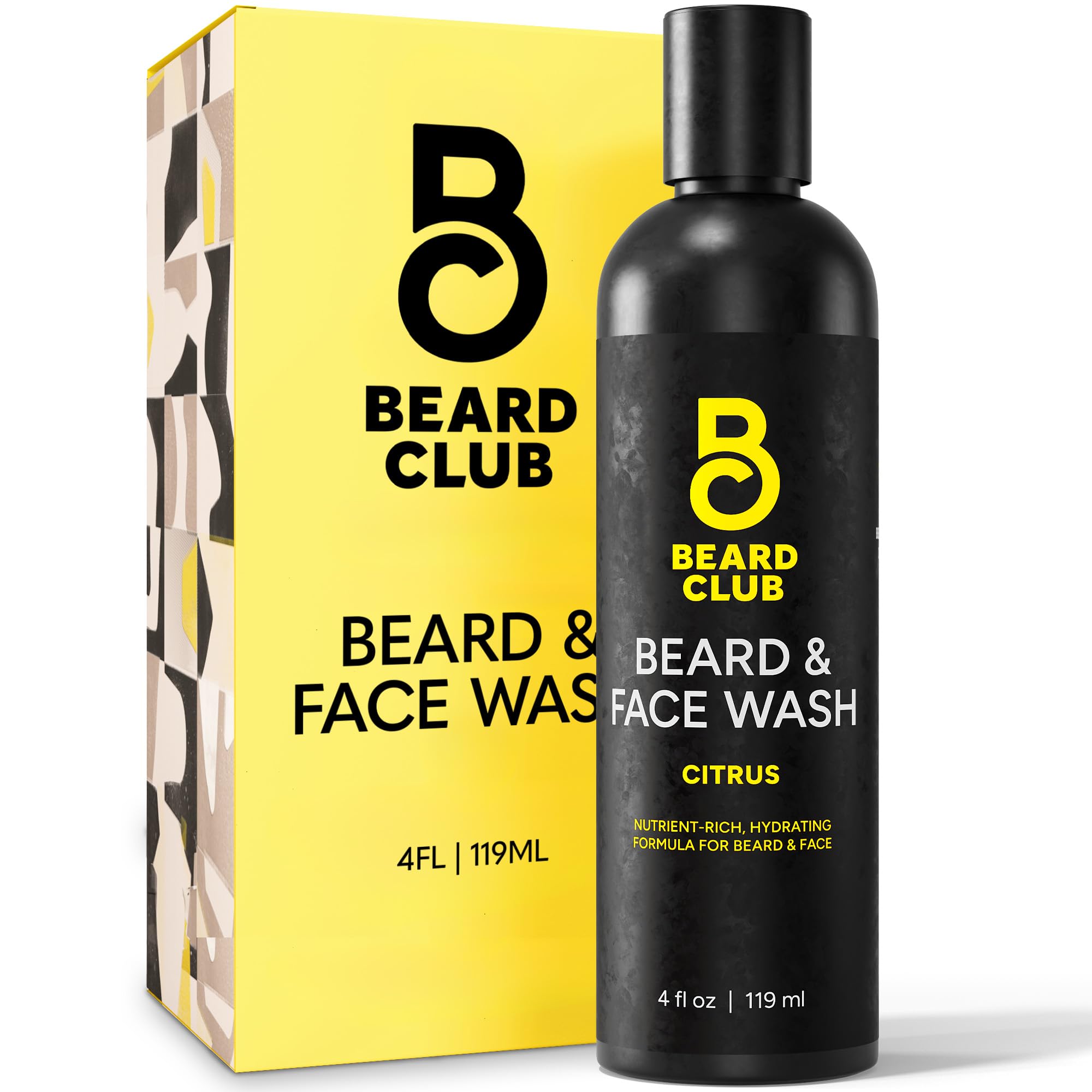 Beard Club Citrus Beard & Face Wash - All-in-One Cleanser, Softens & Nourishes Facial Hair, Hydrates & Cleans Skin, Paraben & Su