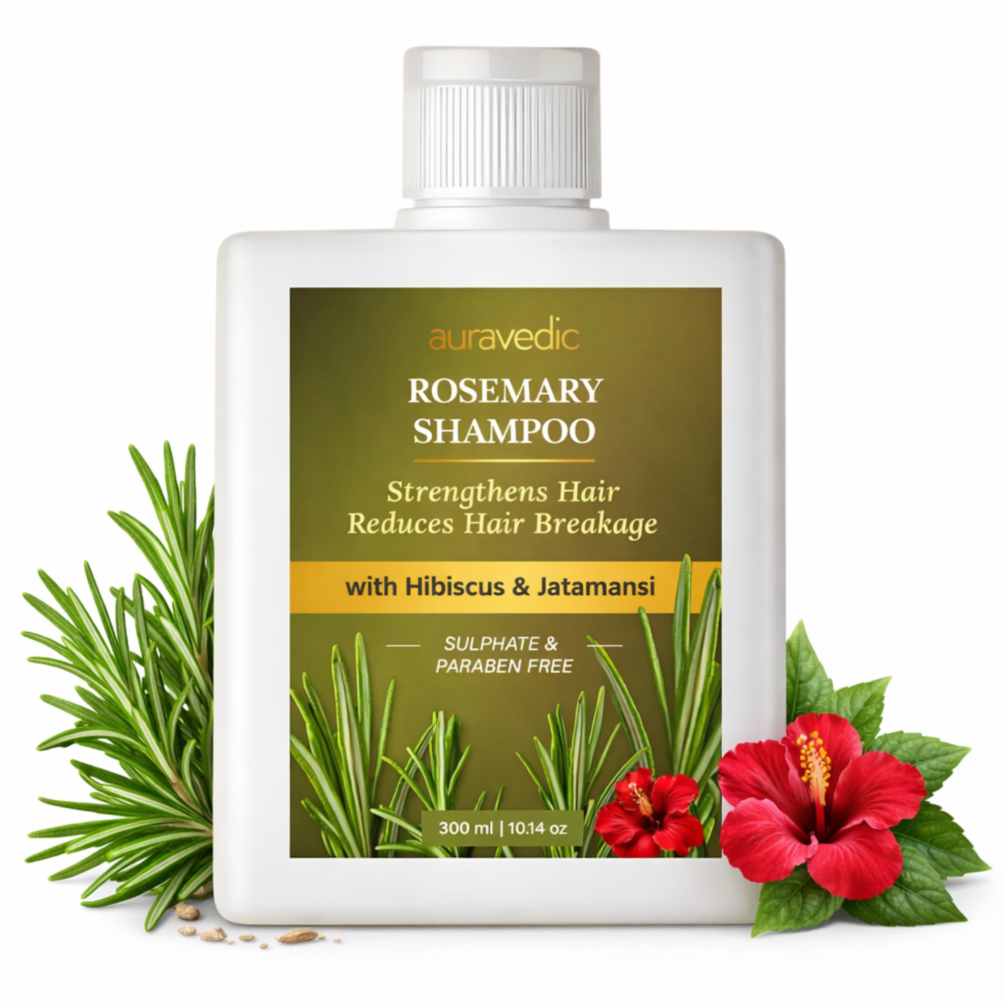 Auravedic Rosemary Shampoo For Hair Growth 300Ml Anti Hair Fall Shampoo For Women Men Rosemary Oil For Hairfall With Hibiscus Pe