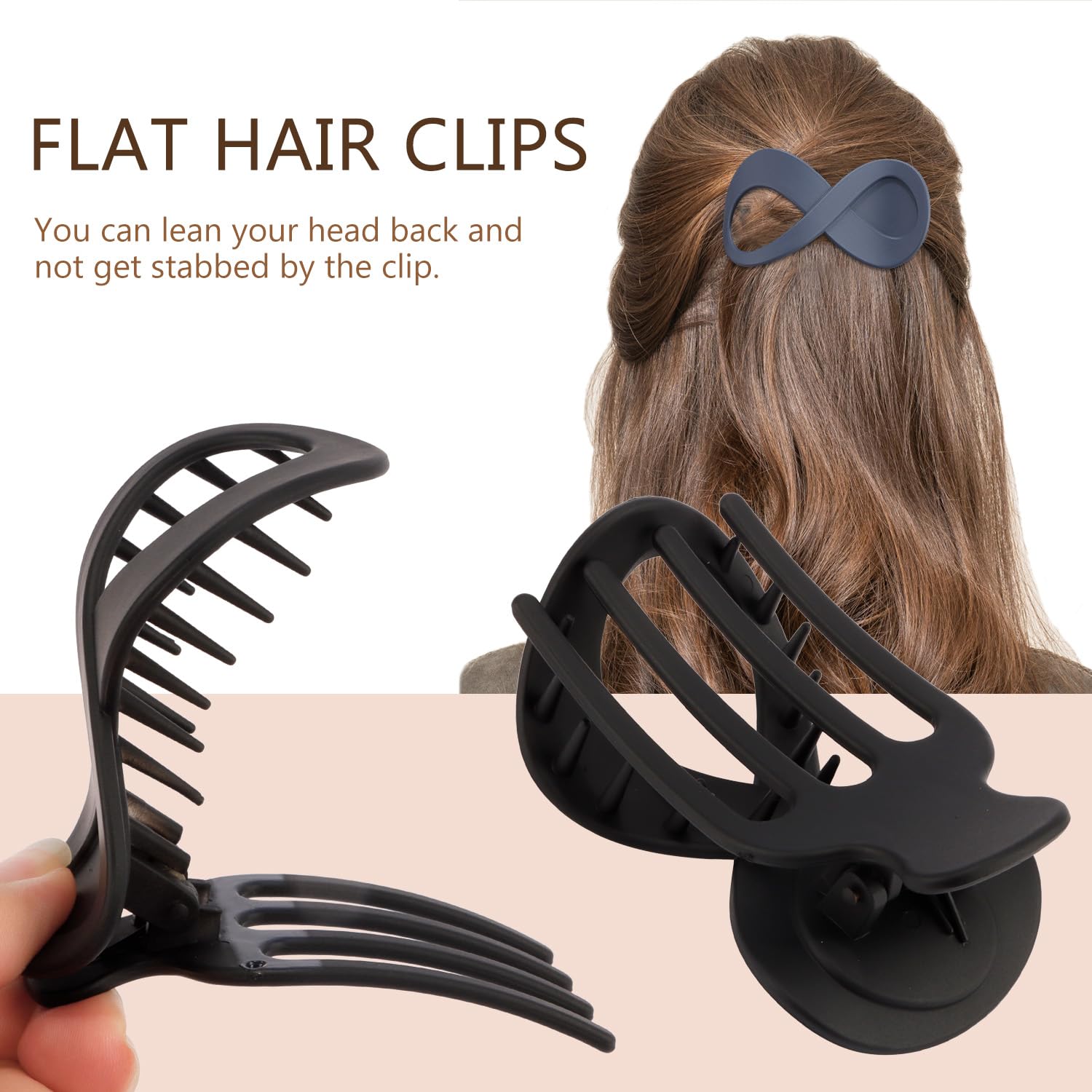 Atoden Flat Hair Clips For Thin Hair French Concord Hair Clips 3.4'' Lay Down Flat Hair Claw Clips For Medium Thick Hair 4Pcs Ma