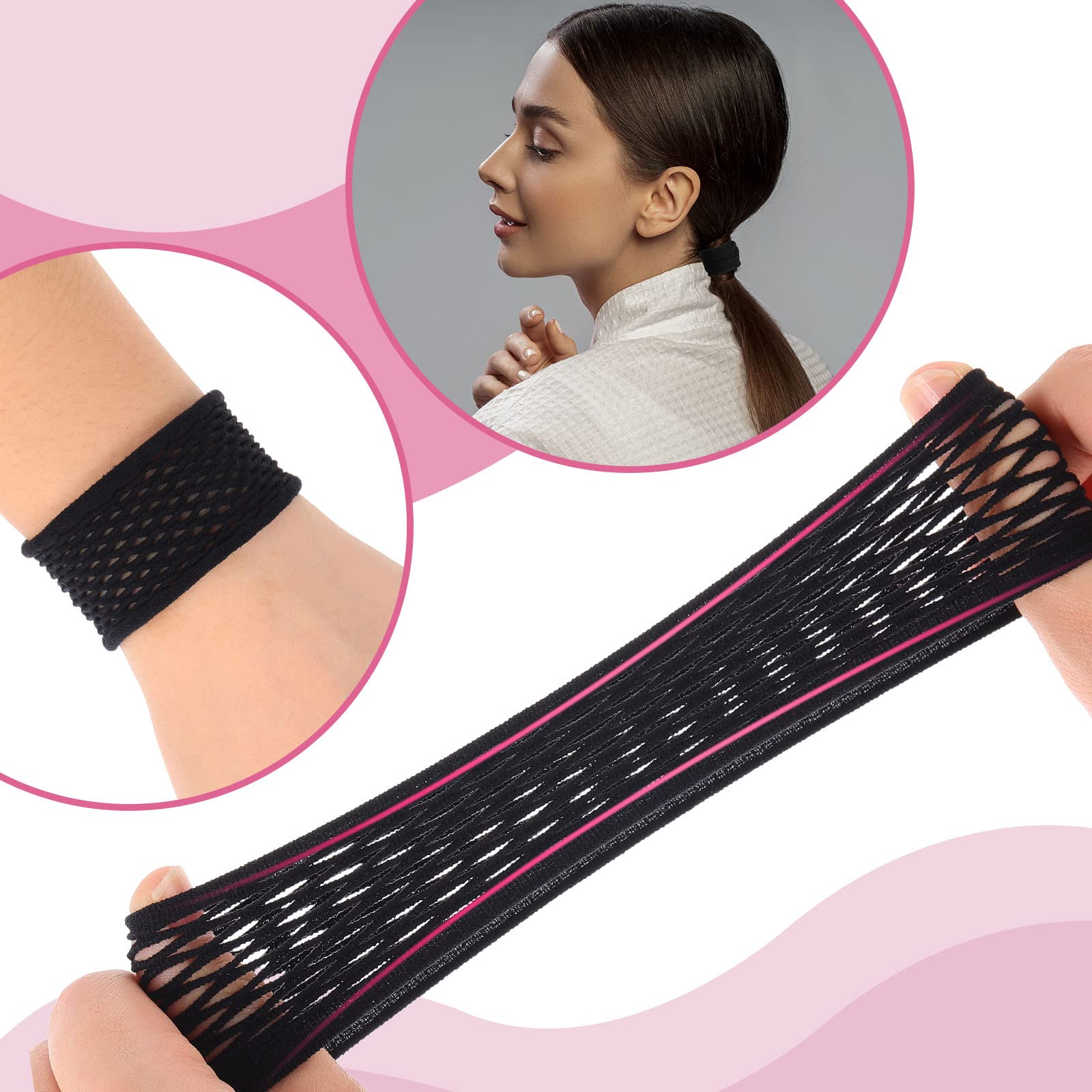 Chuangdi 20 Pieces Large Cotton Hair Ties Thick Hollow Cotton Stretch Ponytail Ties Netted Sport Elastics Scrunchies for Thick H