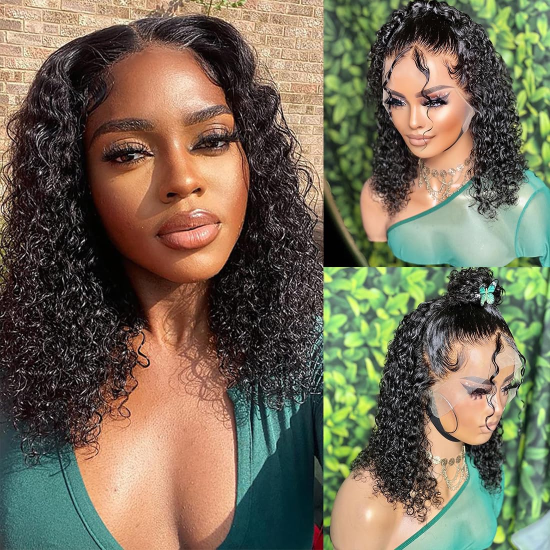 Recomtic 14Inch Bob Wigs Human Hair Short 13X4 Wet And Wave Curly Lace Front Wigs For Black Women Human Hair Water Wave Wig With