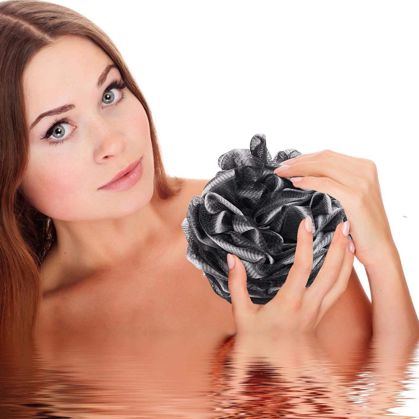Btyms 4 Pieces Large Loofah Sponge Shower Puff Bath Scrunchie 75G/Pc Shower Sponge Body Loofahs Pouf Mesh Pouf For Body