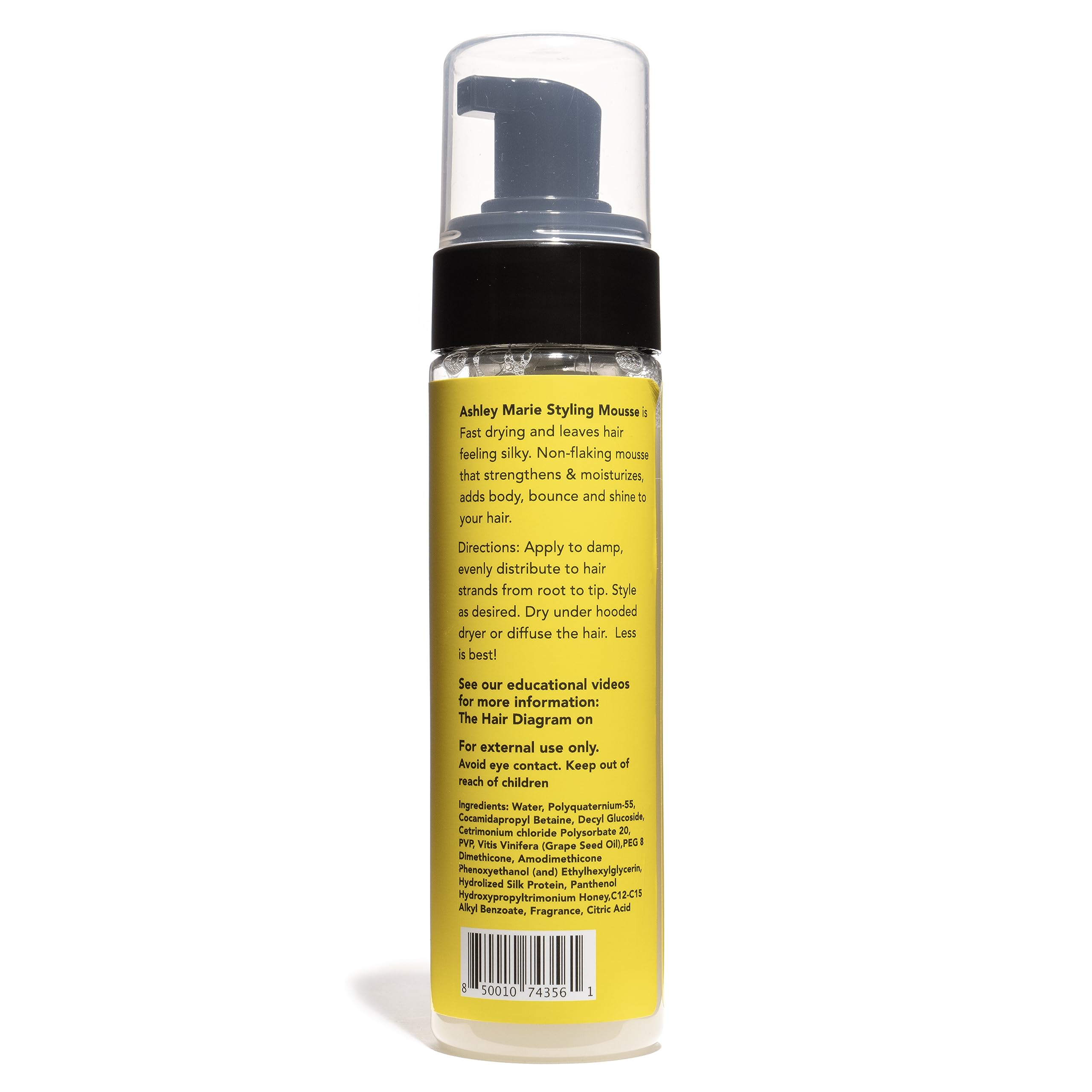 The Hair Diagram - Ashley Marie Styling Mousse With Frizz Control - Natural Ingredients - Volumizing & Moisturizing Mousse - Qui