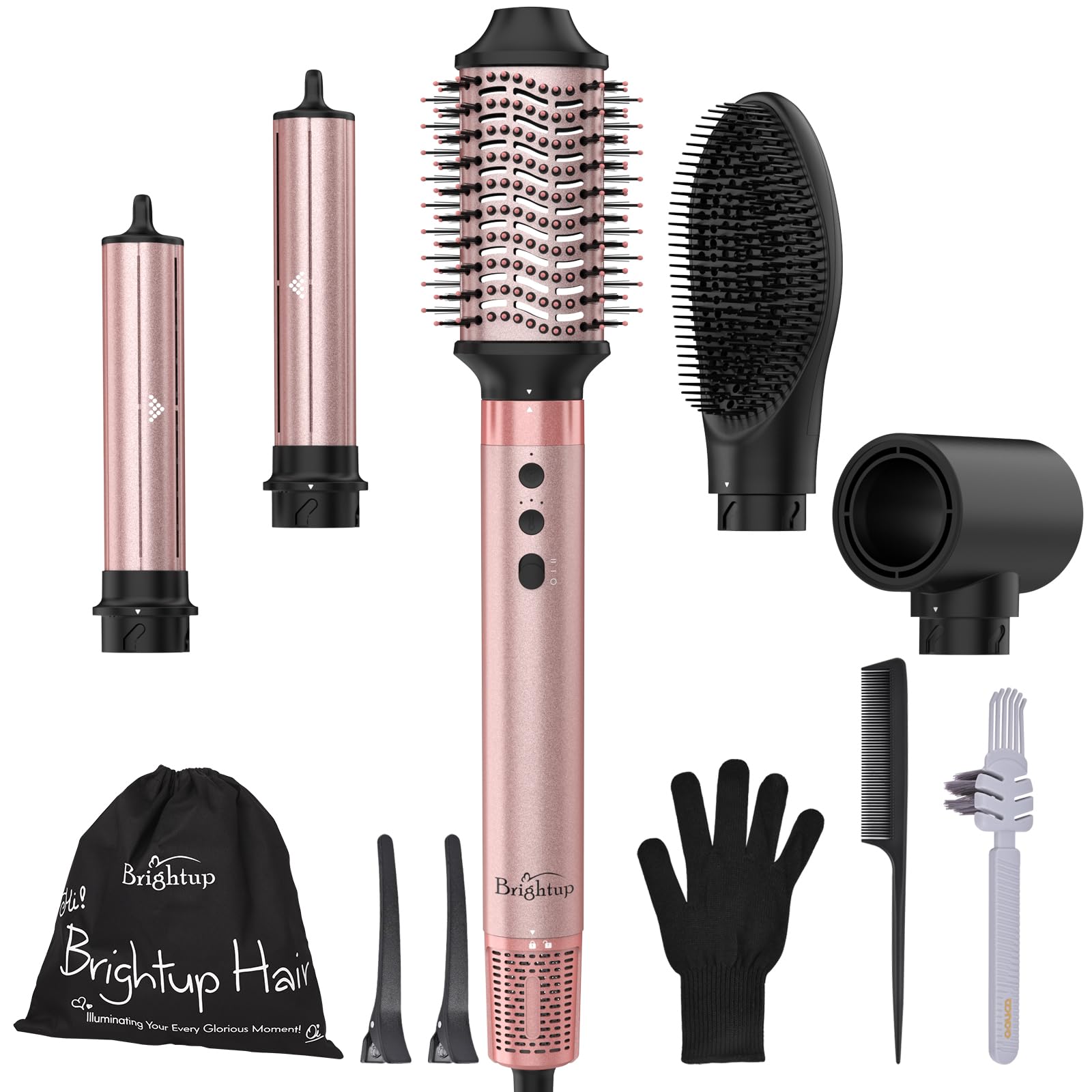 Brightup Upgraded Professional Hot Air Styler - 1400W High-Speed Blow Dryer Brush with 120,000 RPM, No Heat Damage, Fast Drying