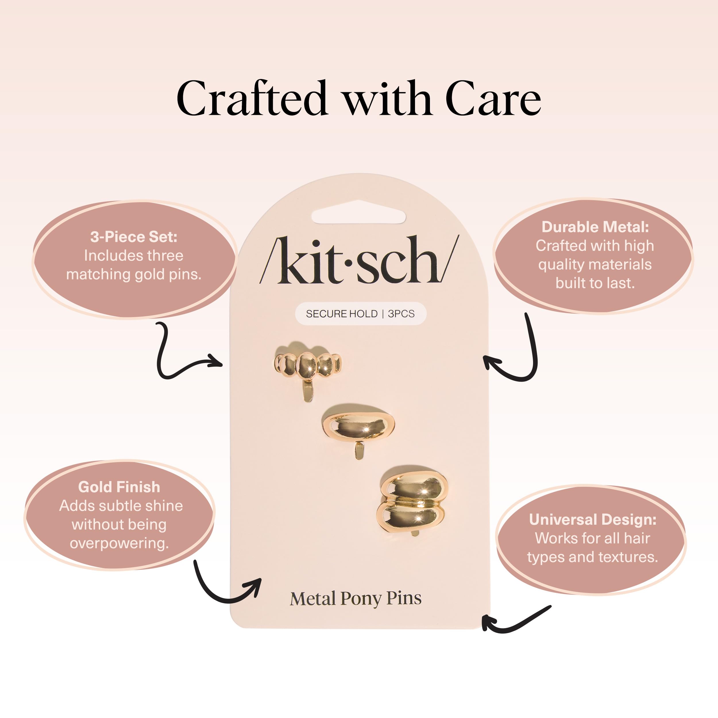 Kitsch Gold Hair Jewelry for Braids - Lightweight Metal Hair Pins for Women - Stackable Gold Hair Accessories for Everyday or Sp