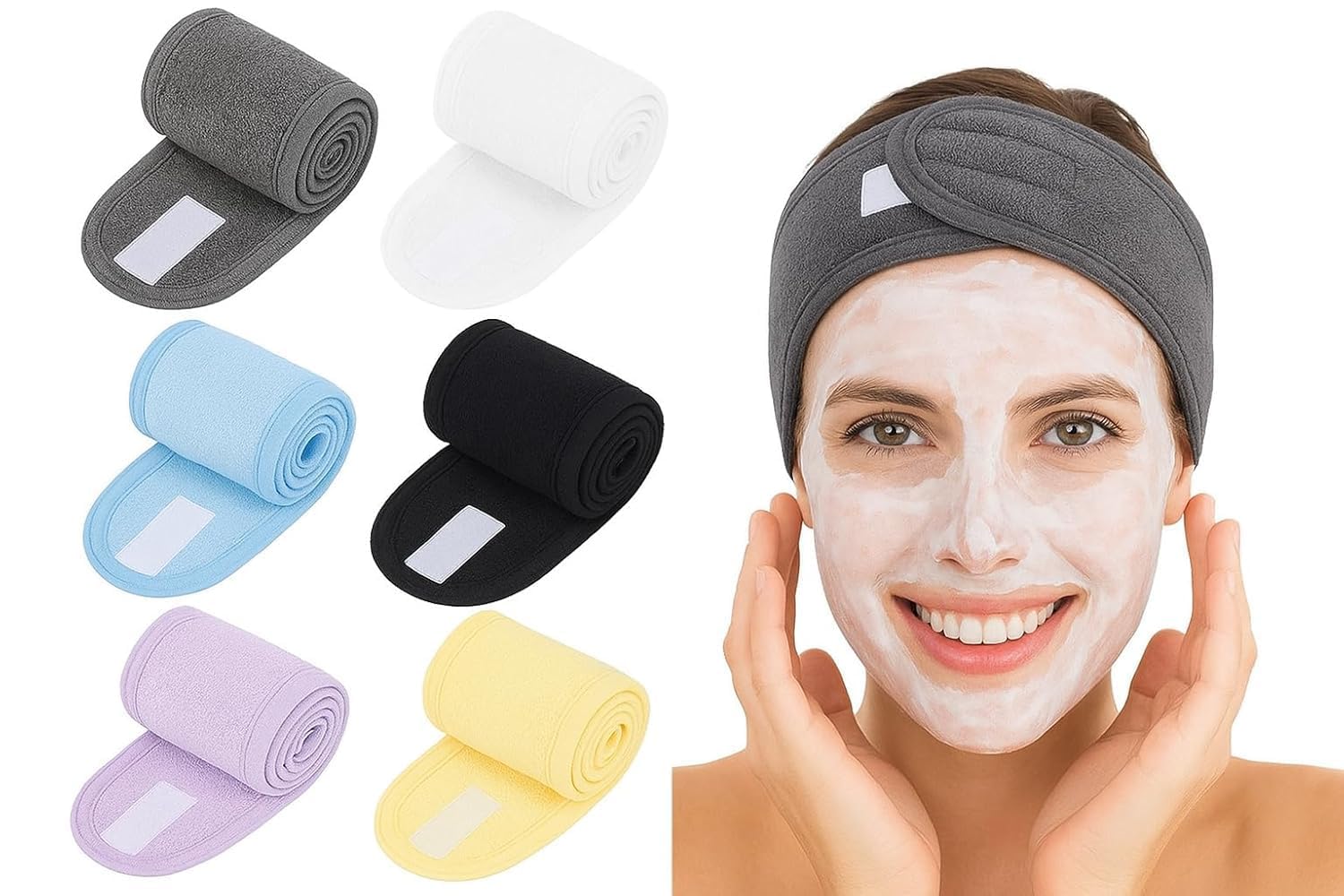Adjustable Spa Headband For Women & Men, Soft Microfiber, With Velcro Closure, Sweat Absorbing, For Makeup, Skincare And Bath