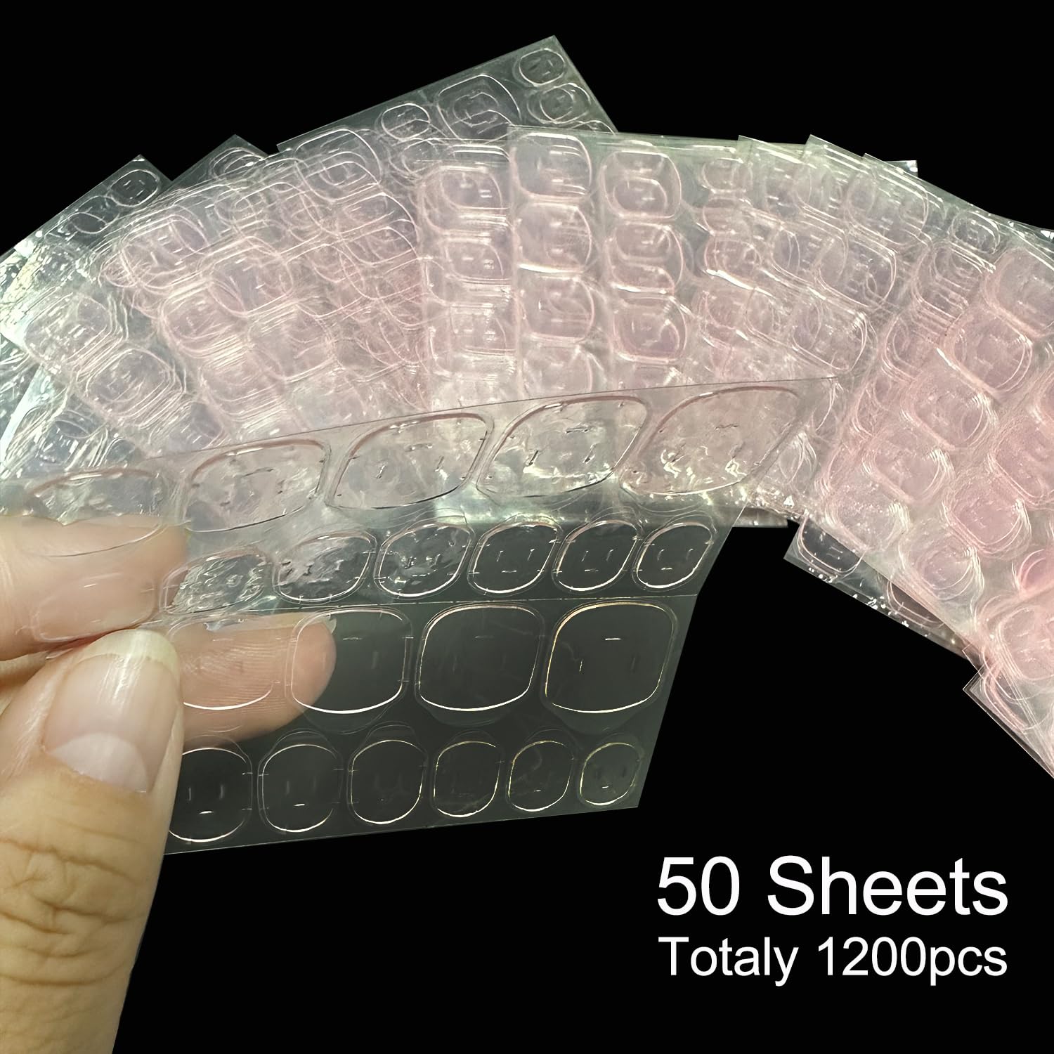 Sawvolker 50 Sheet Nail Adhesives Stickers For False Nail Tips,Jelly Nail Glue Double Sided Nail Adhesive For Press On Nails Sti