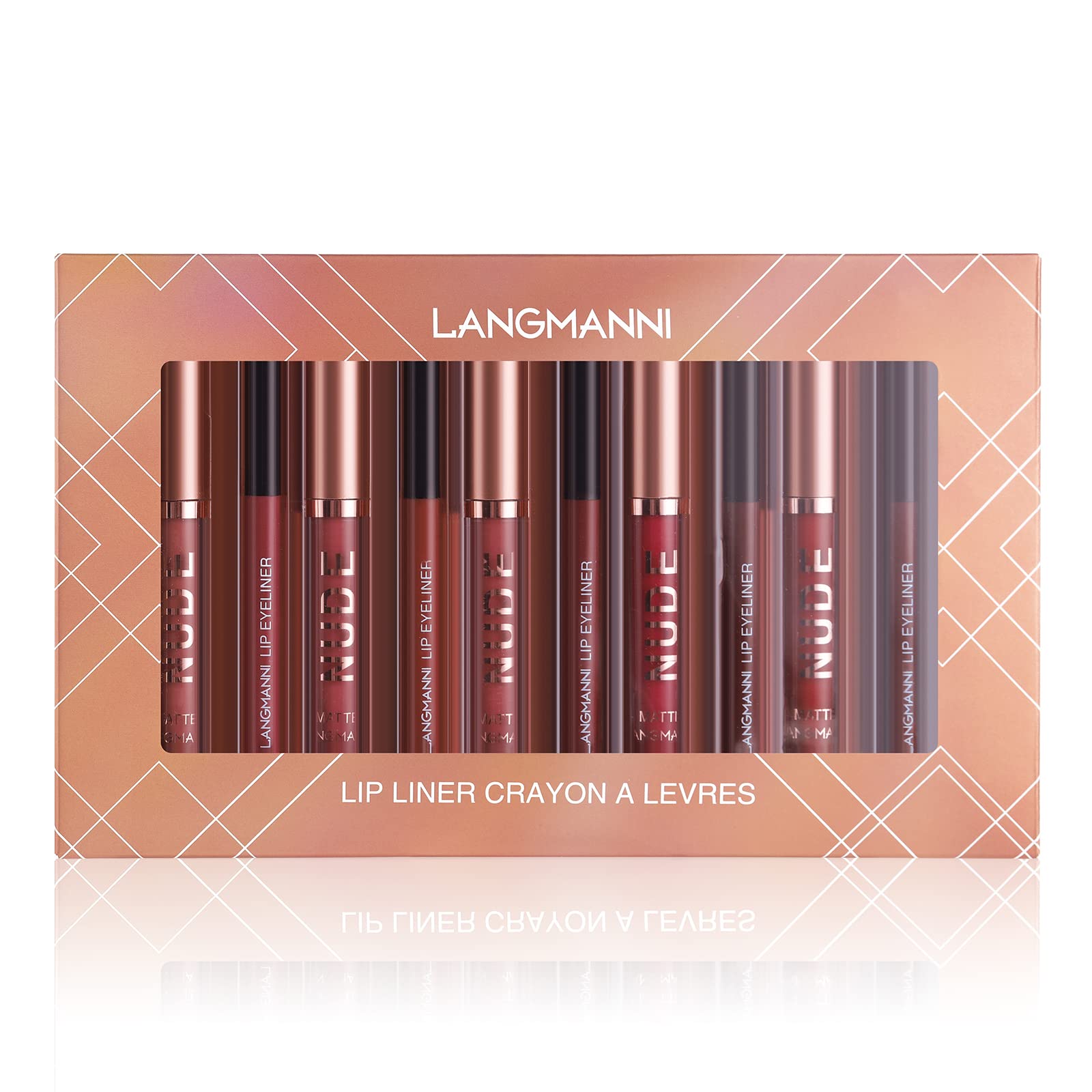 Langmanni 6 Matte Lipstick With 6 Lipliners Durable Makeup Set,Long-Lasting Non-Stick Cup Not Fade Waterproof Pigmented Velvet L