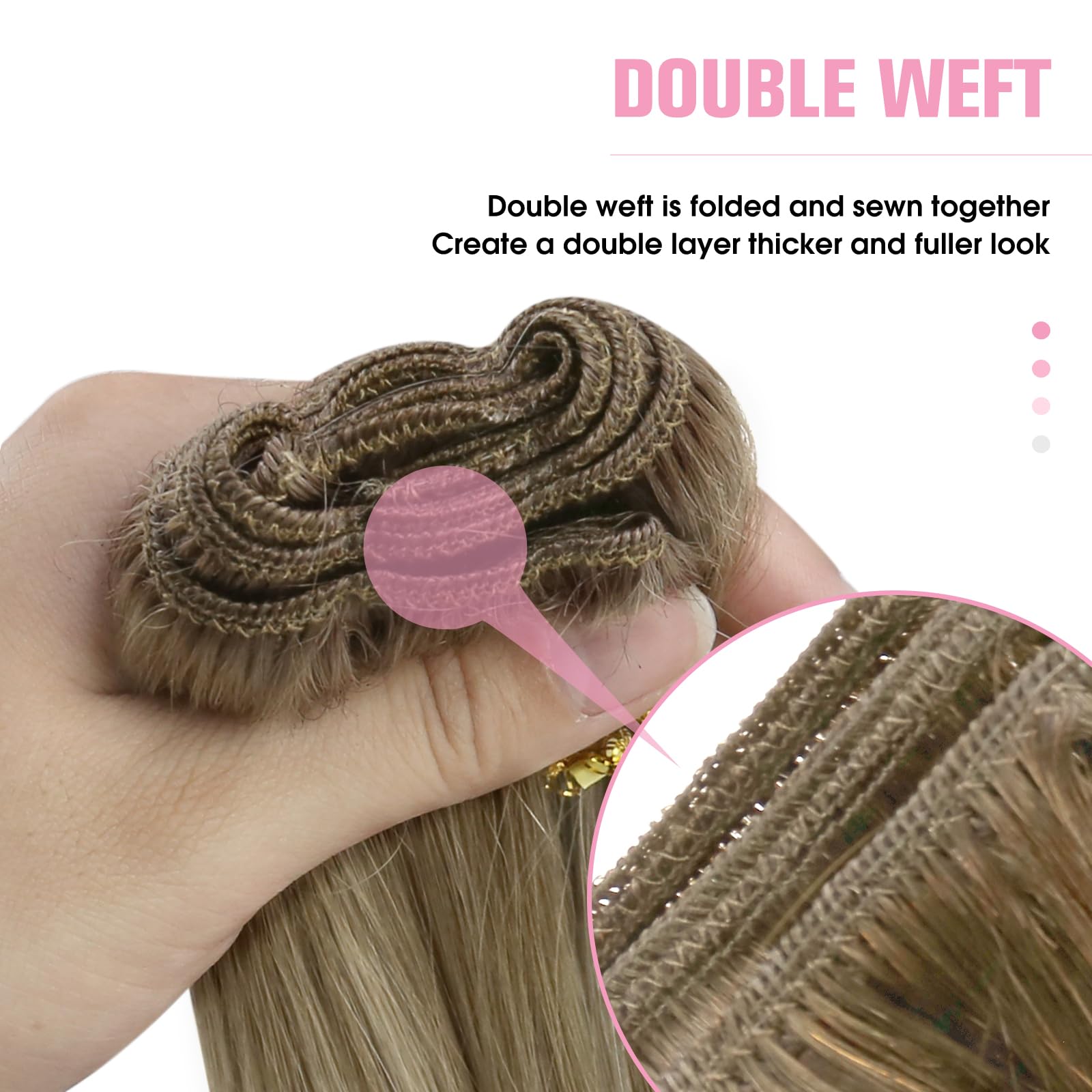 YoungSee 24Inch Weft Hair Extensions Real Human Hair Brown Balayage Sew in Hair Extensions Human Hair Medium Brown Fading to Bro