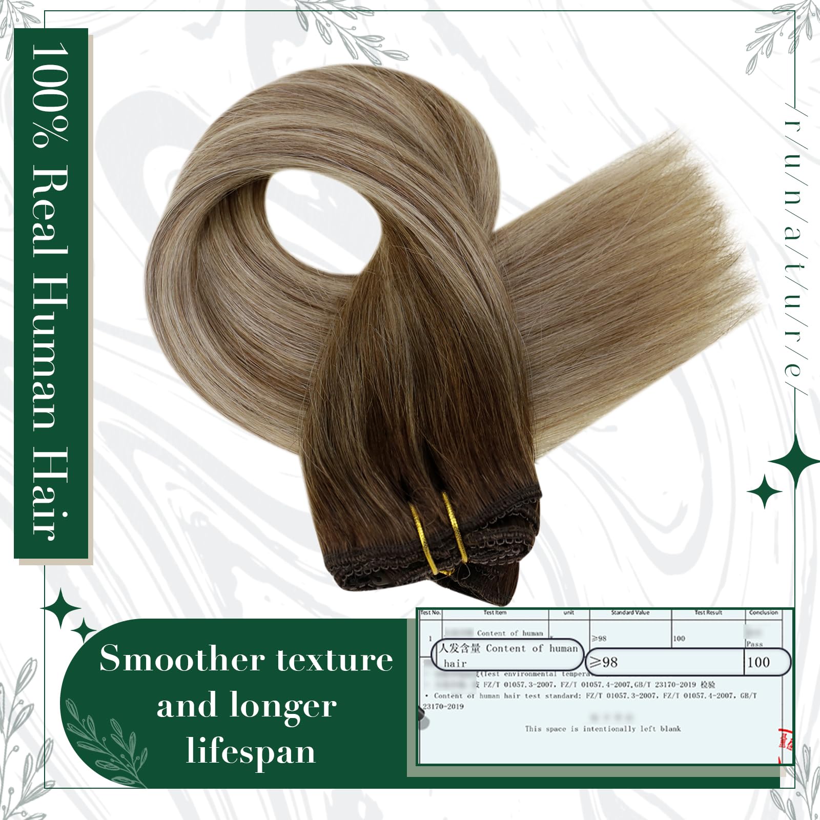 Runature 16 Inch Clip In Hair Extensions Real Human Hair Balayage Brown To Blonde Balayage Hair Extensions Clip In Human Hair Th