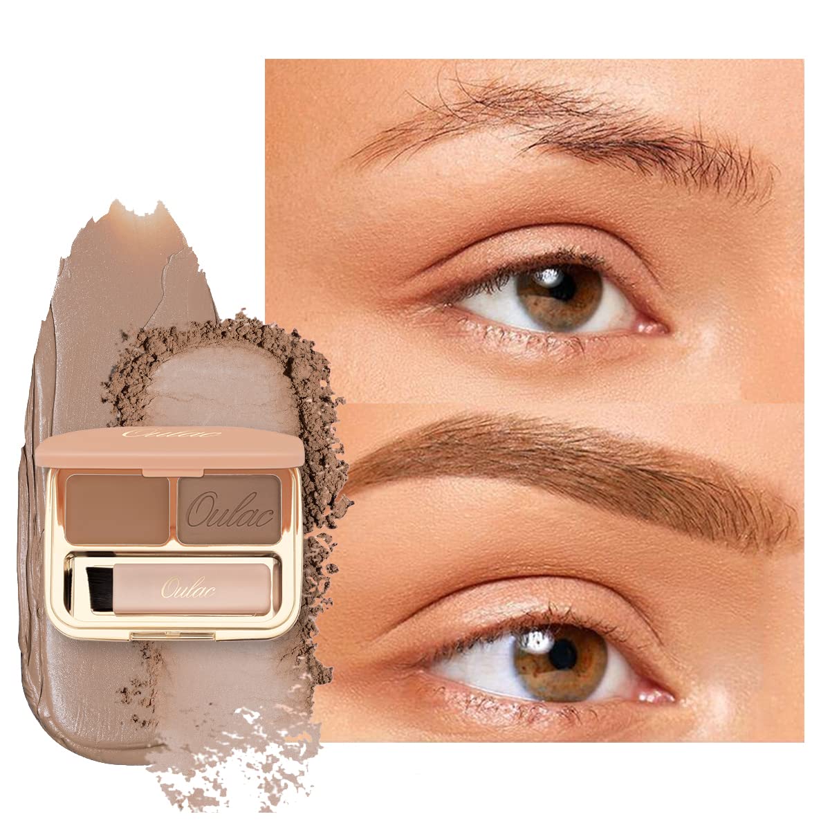 Oulac Waterproof Light Eyebrow Powder Kit With Brow Brush 2 In1 Long Lasting Instant Eyebrow Pomade & Powder Natural Makeup For