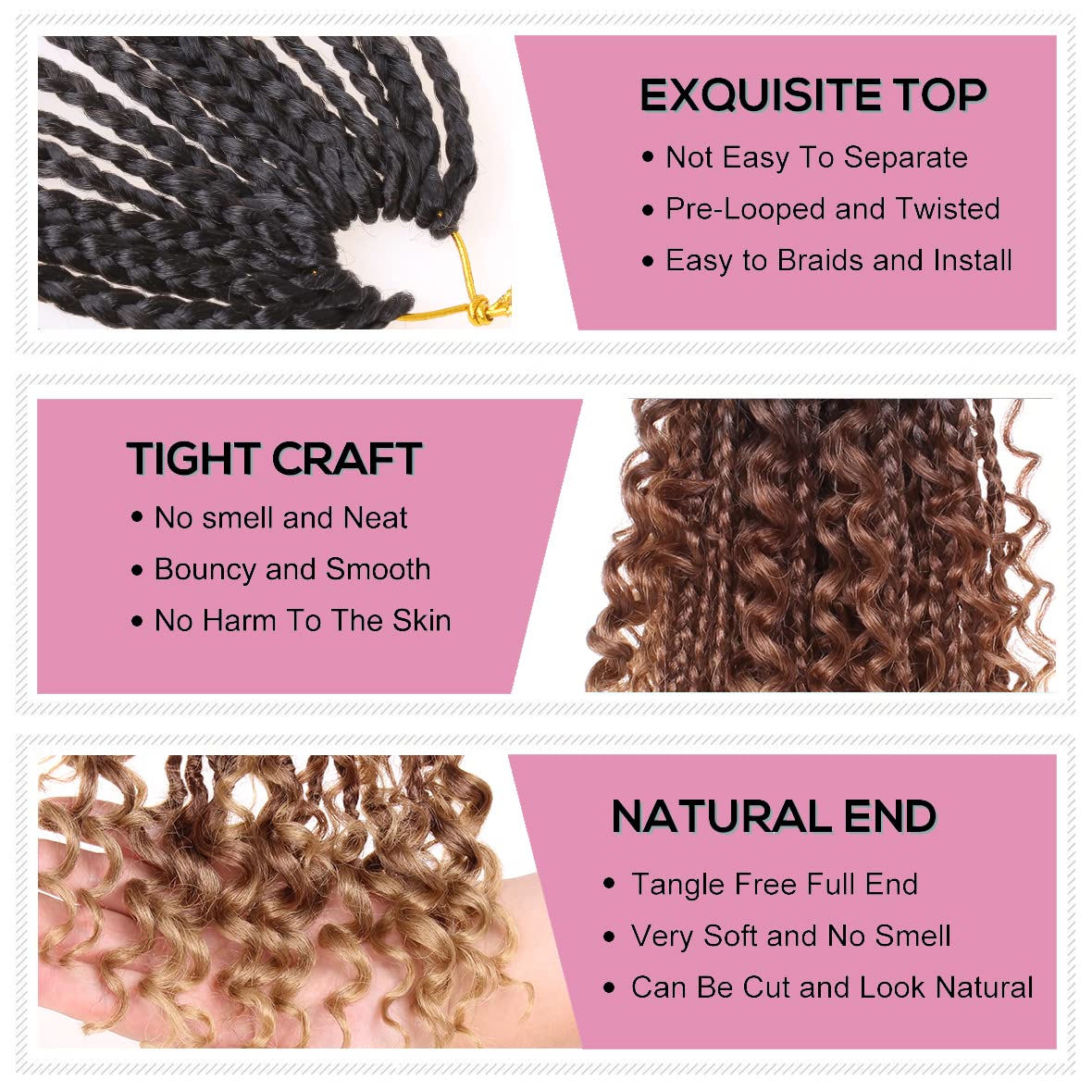 Cookoo 14 Inch 8 Packs Goddess Box Braids Crochet Hair For Women Synthetic Bohomian Hippie Box Braids Crochet Hair Pre Looped Wi
