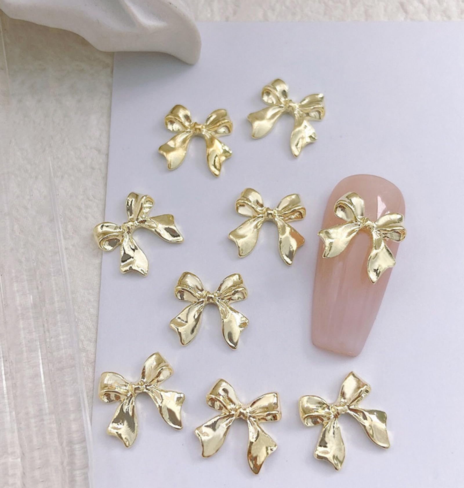 30Pcs Gold Bow Nail Charms Cute 3D Bow Alloy Nail Art Charms Kawaii Long Ribbon Bowknot Nail Designs Accessories Y2K Gold Big Bo