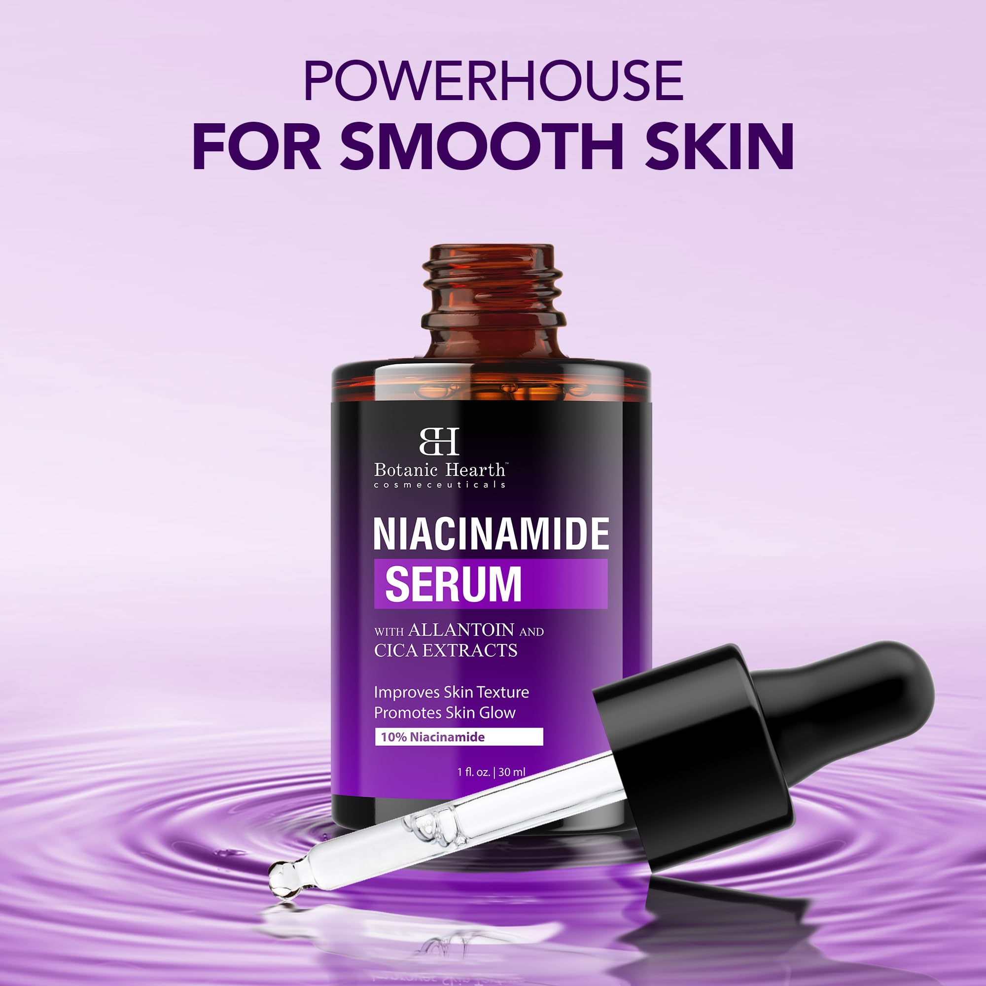 Botanic Hearth 10% Niacinamide Face Serum With Allantoin, Zinc Pca, Cica & Hyaluronic Acid | Minimize Pores, Correct Dark Spots,