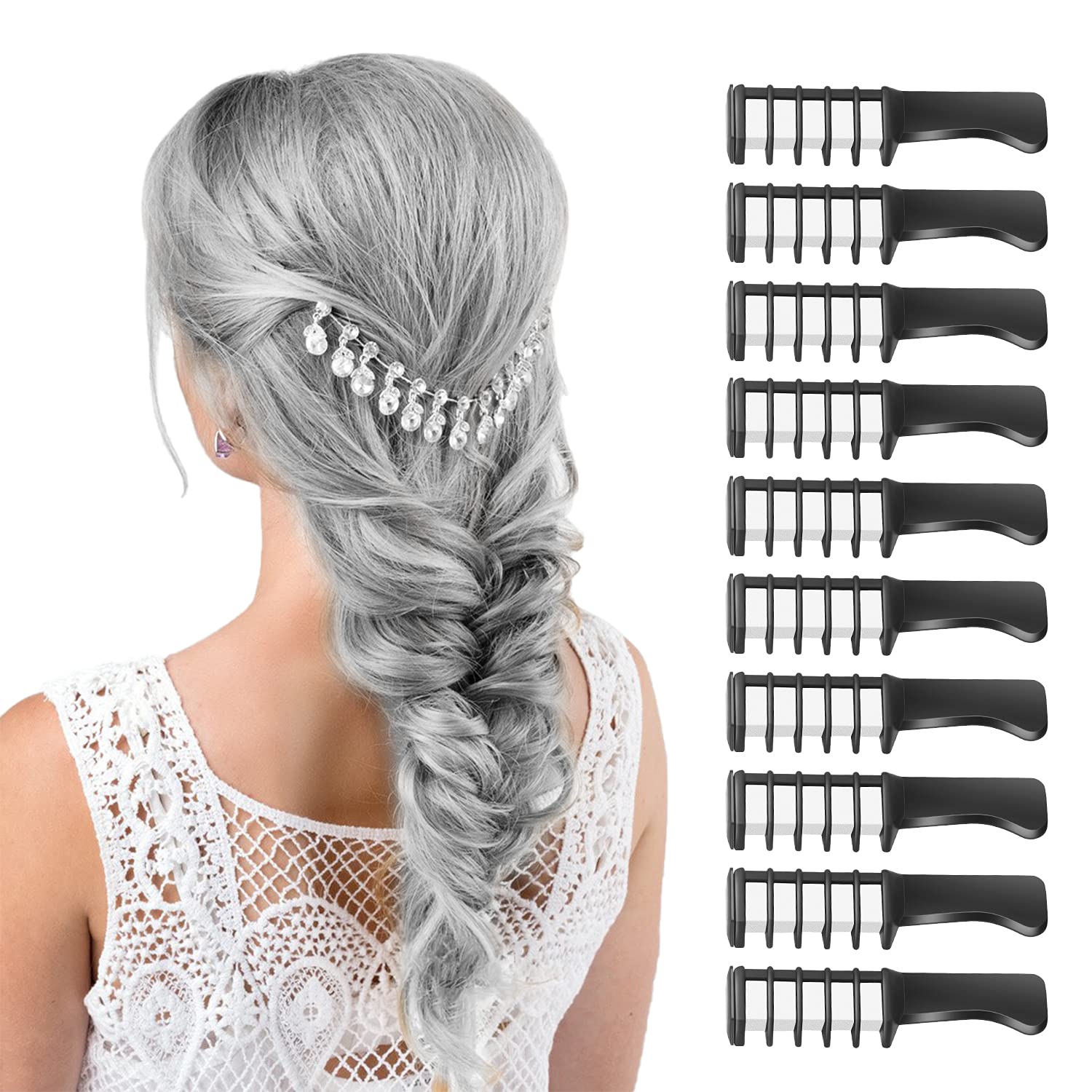 MSDADA White Hair Chalk for Girls - 10 Pcs New Hair Chalk Comb Temporary Bright Washable Hair Color Dye for Girls Kids - Christm