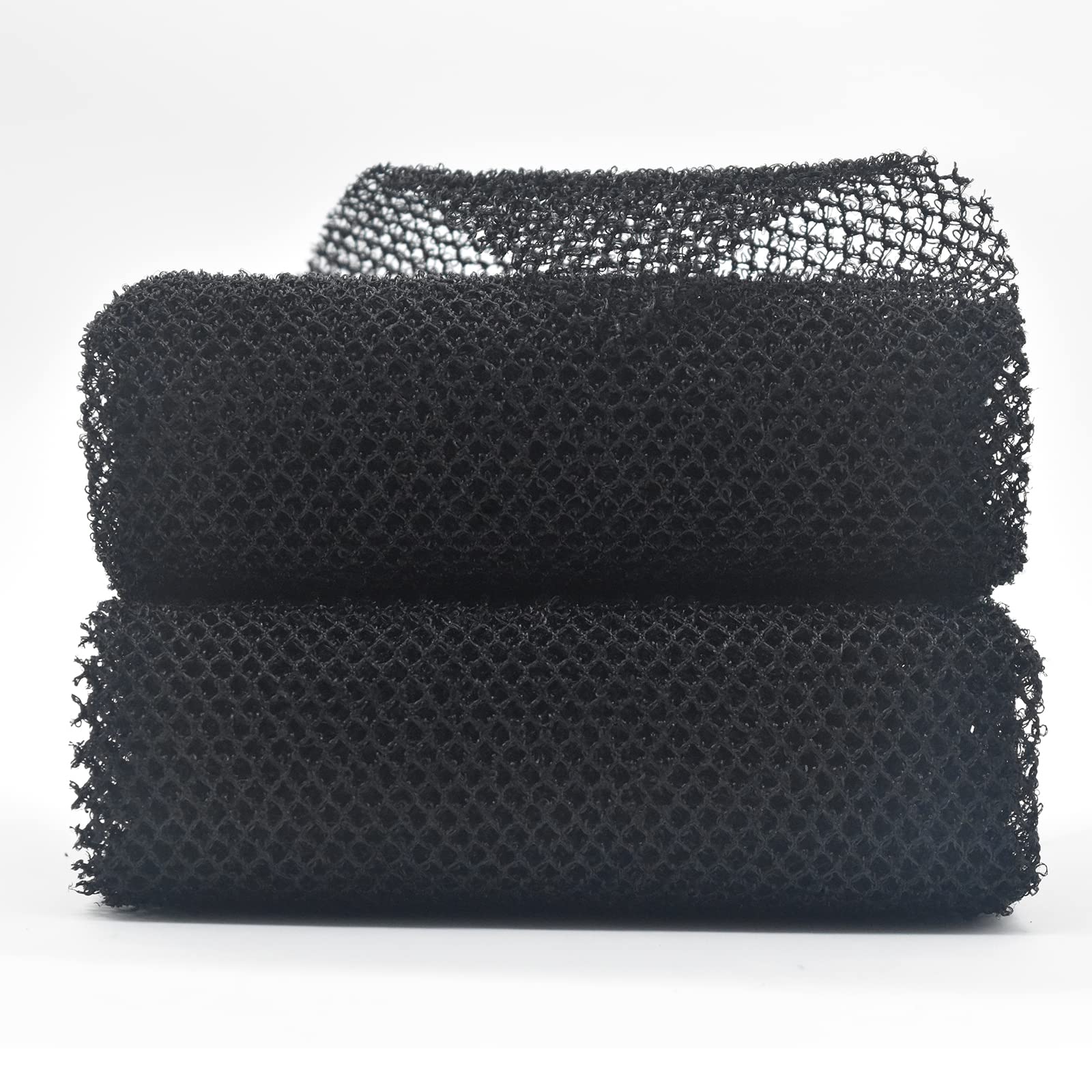 2 Piece Exfoliating African Body Scrubbers - Wash Net Sponges For Shower And Bath (2 Black)