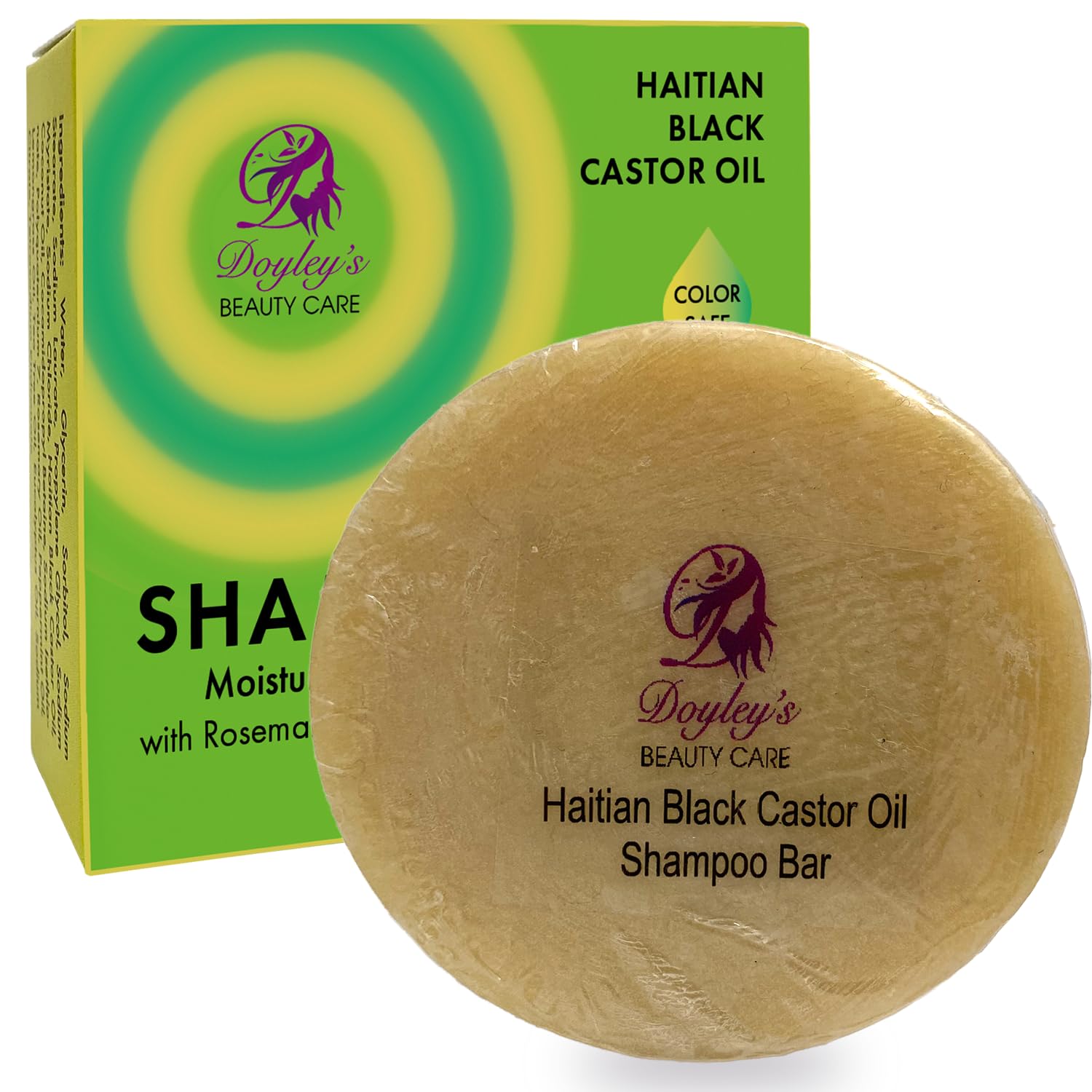Doyley's Haitian Black Castor Oil Moisturizing Shampoo Bar 5oz | Softens & Detangles | For Thicker Hair | Color Safe, Vegan | Wi