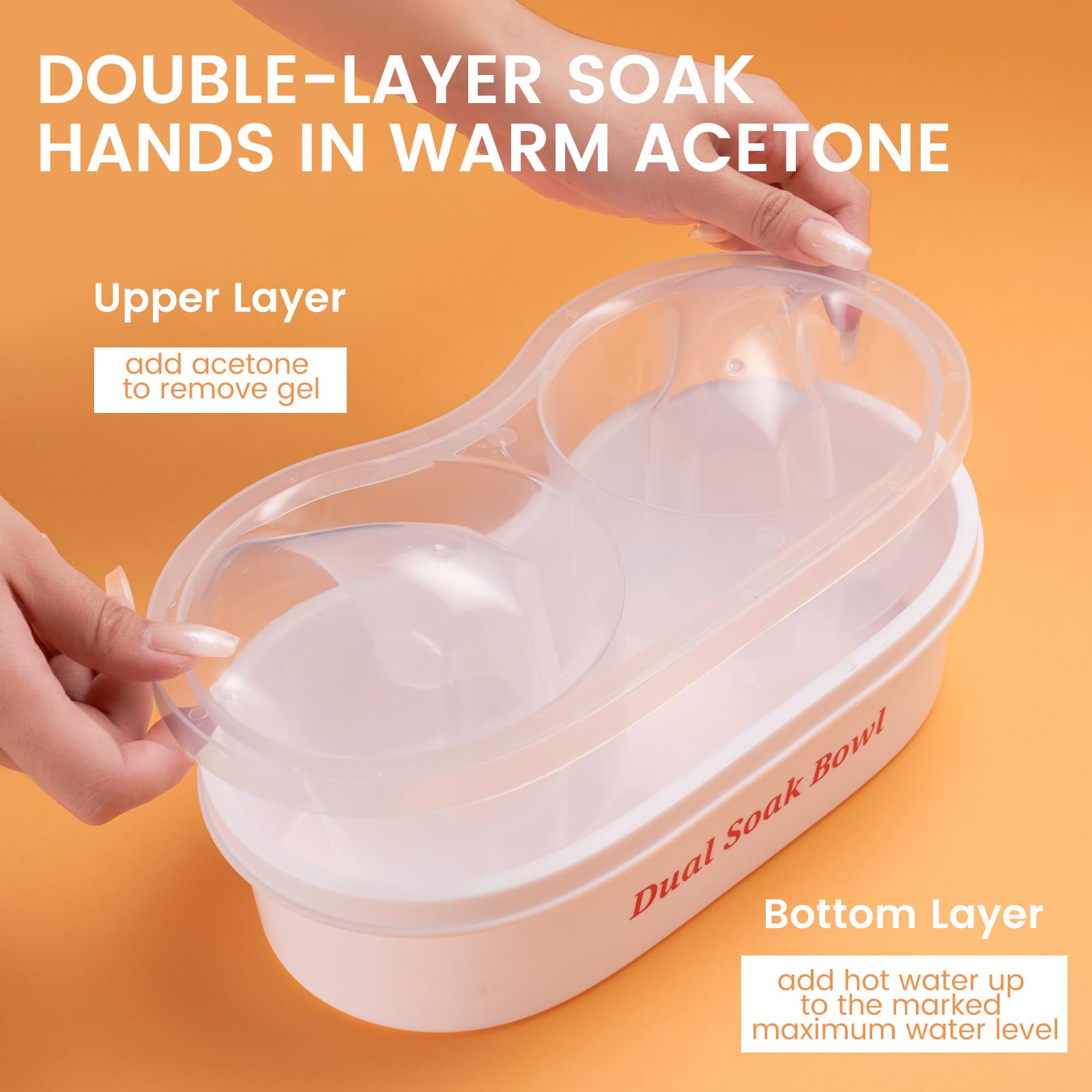 Dual Nail Soaking Bowl Acetone Proof: Nail Polish Acrylic Nail Remover Soak Off Bowl- Dip Powder Remover Manicure Bowl For Salon