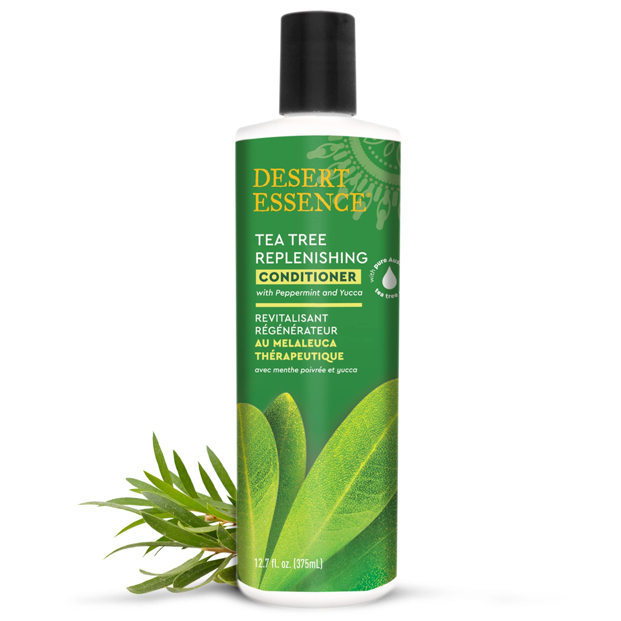 Desert Essence Tea Tree Replenishing Conditioner - 12.7 Fl Ounce - Peppermint & Yucca - Eucalyptus Oil - Vitamin E - Keratin - M
